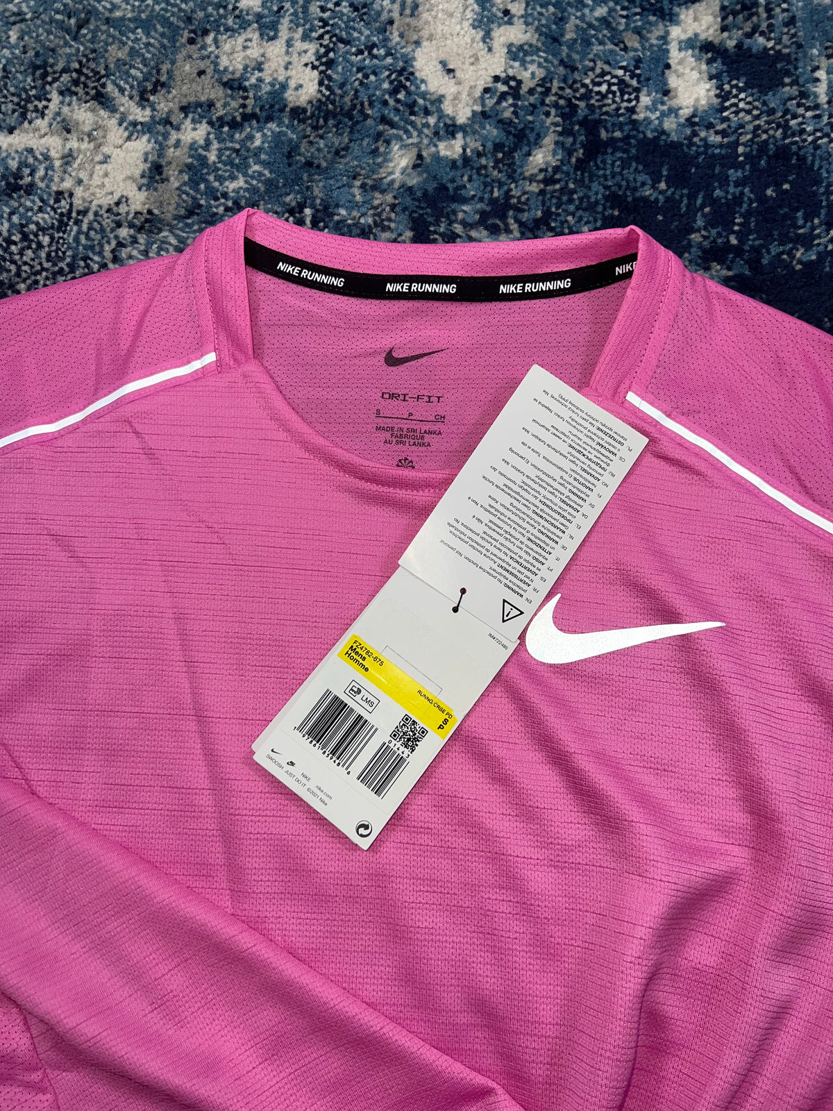 Nike Miler Dri-FIT Running T-Shirt – Playful Pink – Men's Small in Playful Pink, men's Small – detail view