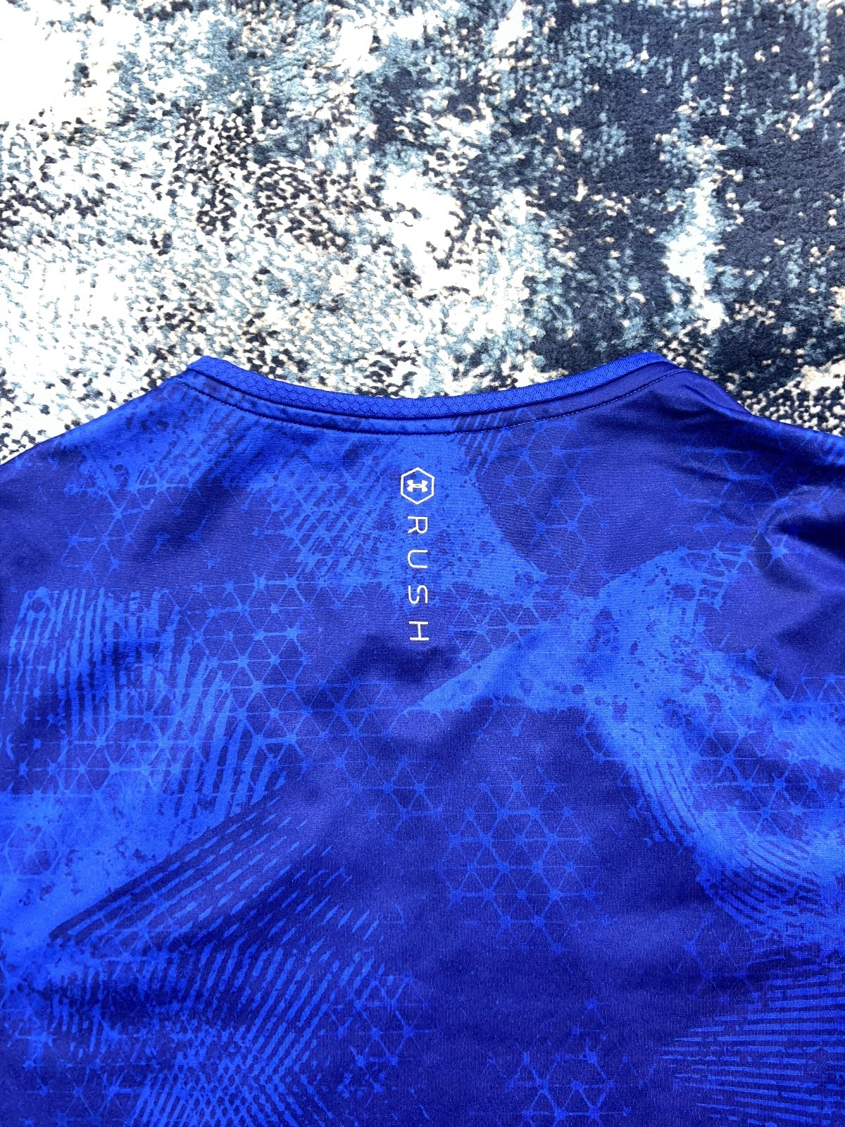 Under Armour RUSH Performance T-Shirt – Blue – Men's Small in Blue, men's Small – detail view