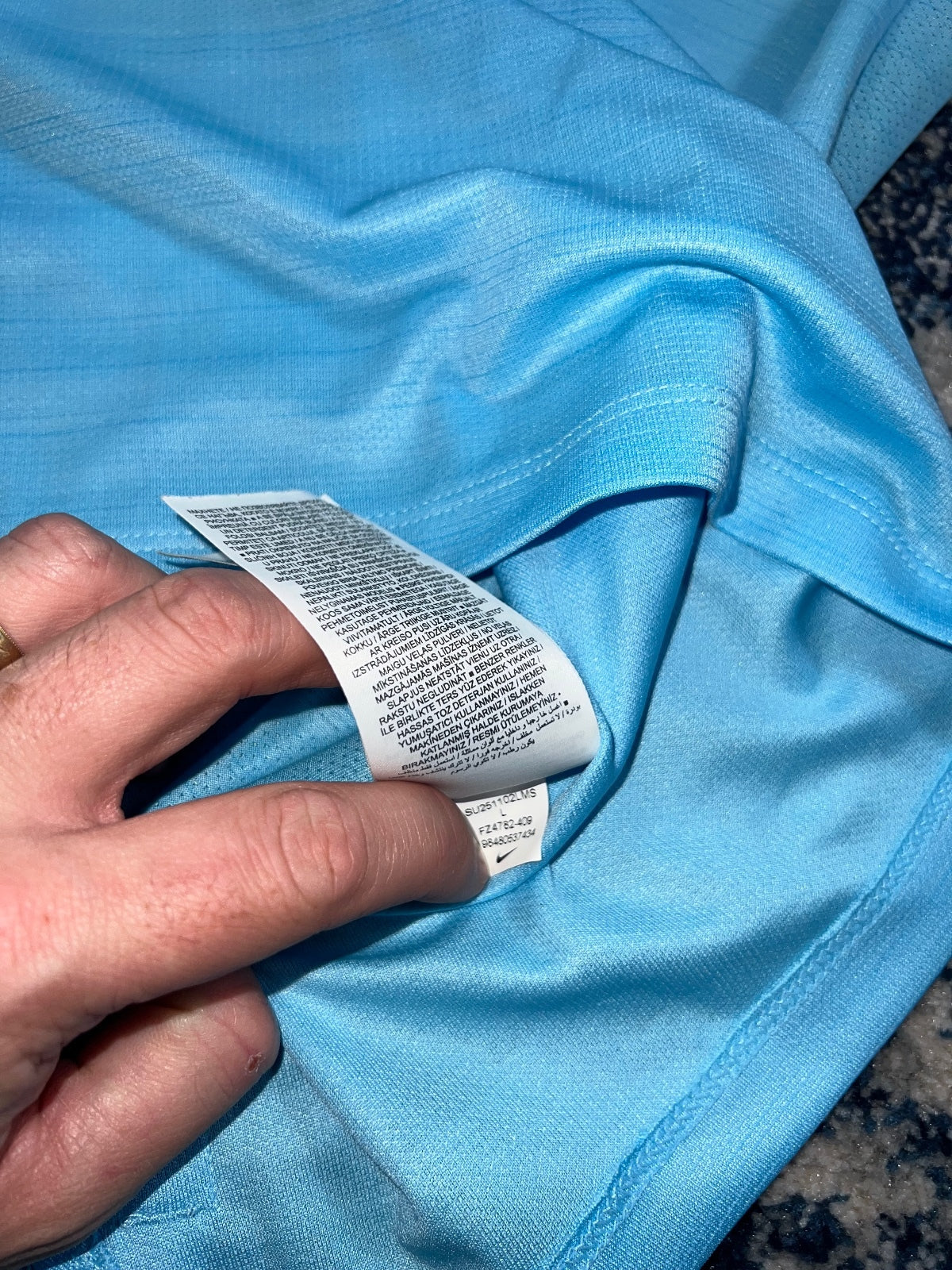 Nike Miler Dri Fit T Shirt – LightBlue, Men's Large in LightBlue, men's Large – detail view