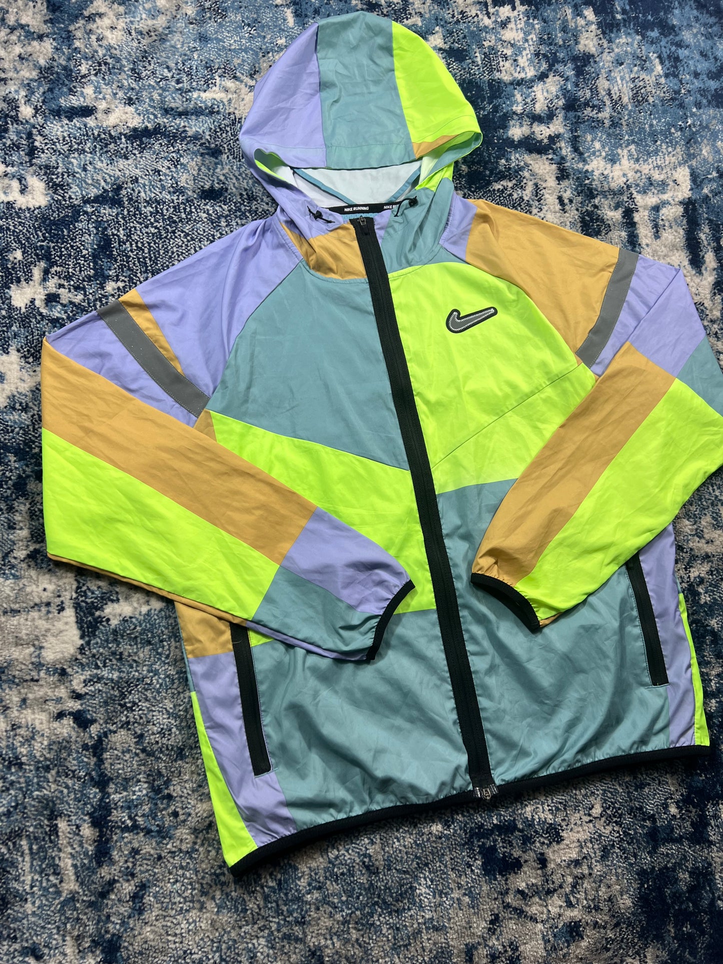Nike Wild Run Patchwork Windrunner Jacket Neon Blue Men’s Large – Neon / Blue in Neon / Blue, men's Mixed Sizes – detail view