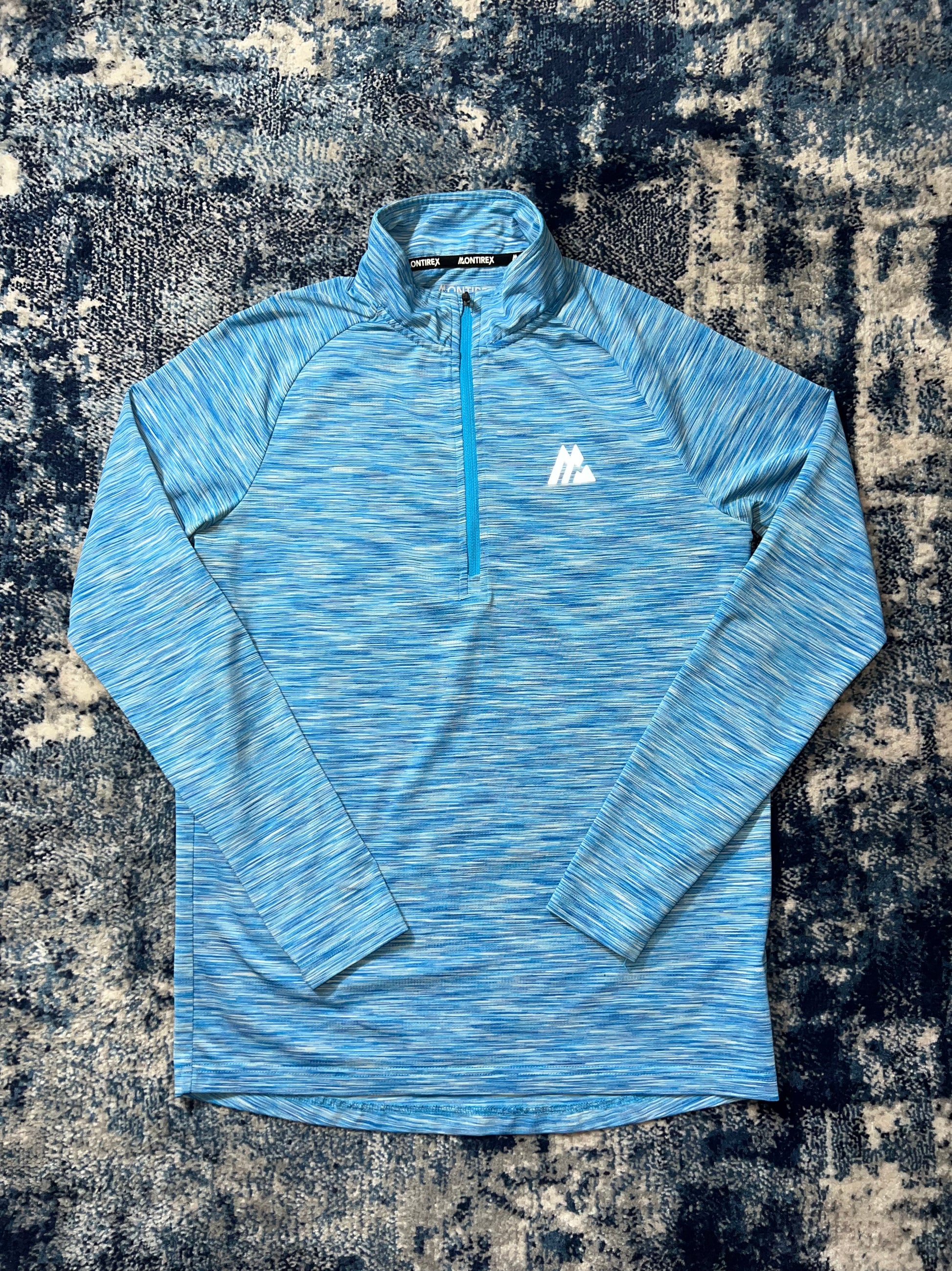Montirex Active Reflective Lightweight 1/4 Zip Running Top Light Blue Men’s Small in Light Blue, men's Small – front view