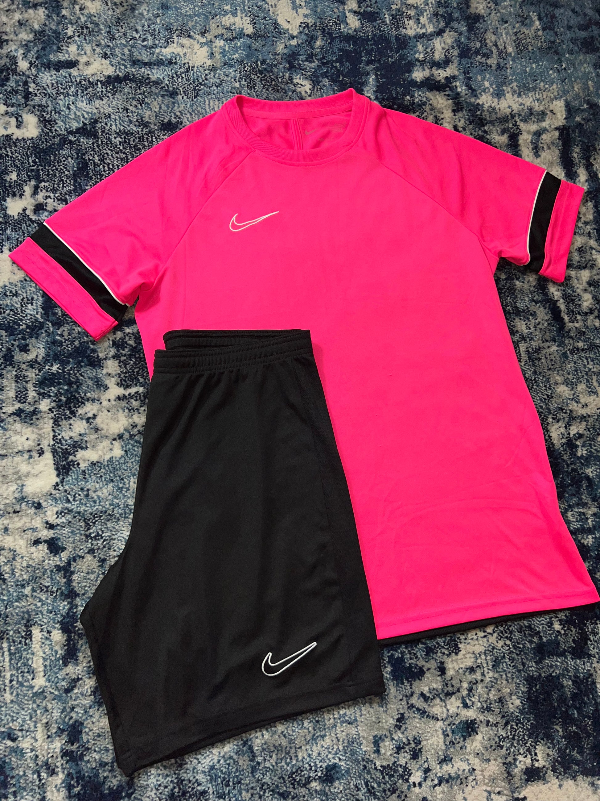 Nike Dri-FIT Academy T-Shirt & Shorts Training Set Pink Black Men’s Large – Pink / Black in Pink / Black, men's Large –…
