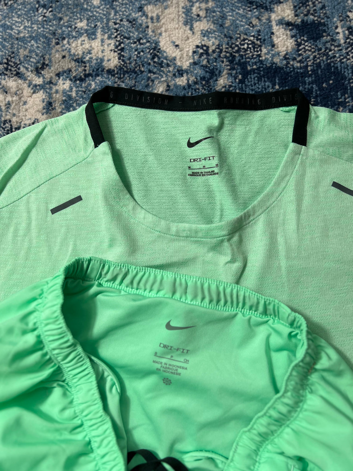 Nike Running Division TechKnit Miler T-Shirt & Challenger Shorts Set Mint Green in Mint Green, men's Mixed Sizes – detail…