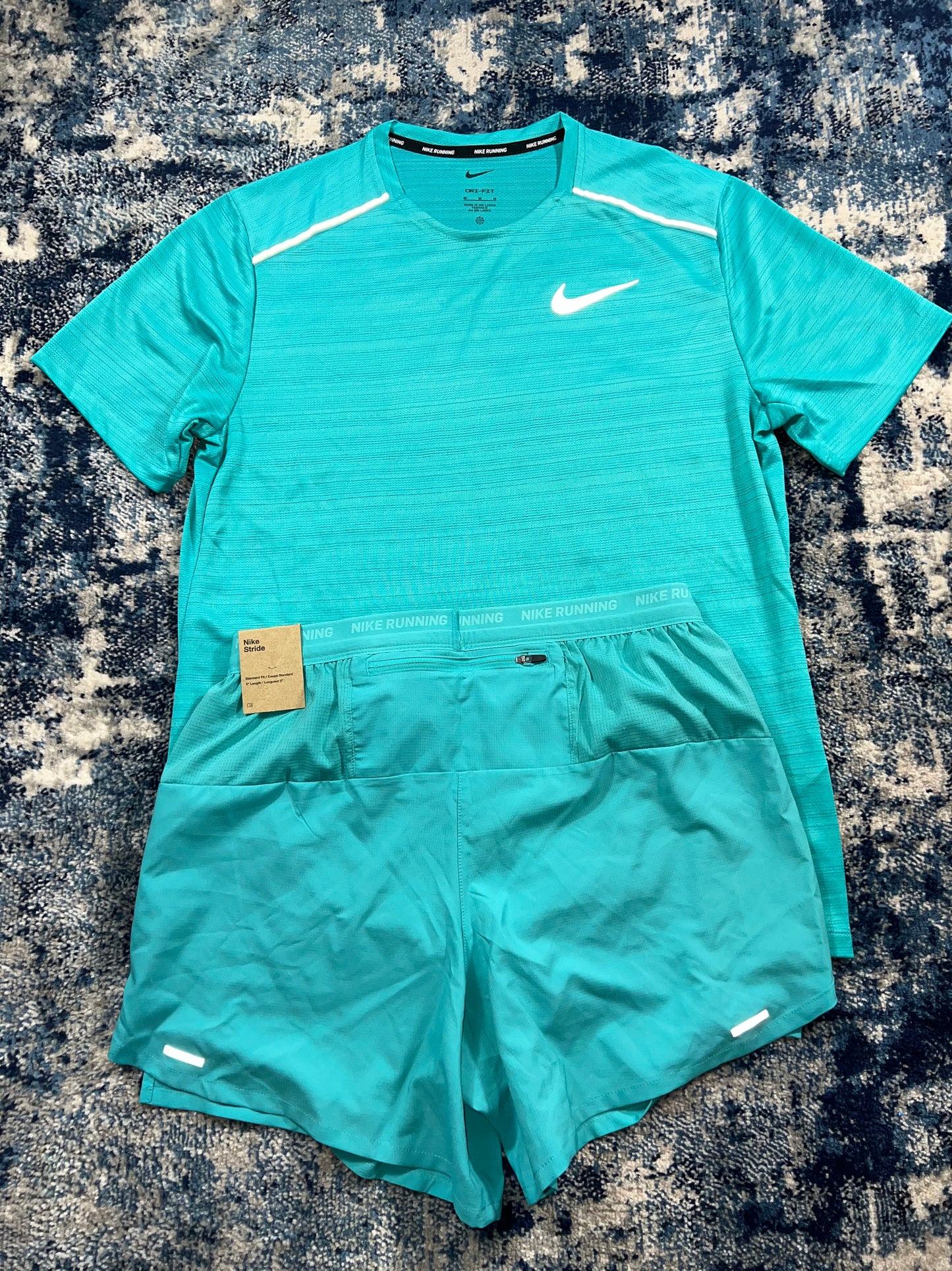 Nike Miler Dri-FIT T-Shirt & Flex Stride Shorts Running Set Dusty Cactus Blue – Men's Medium in Dusty Cactus Blue, men's…