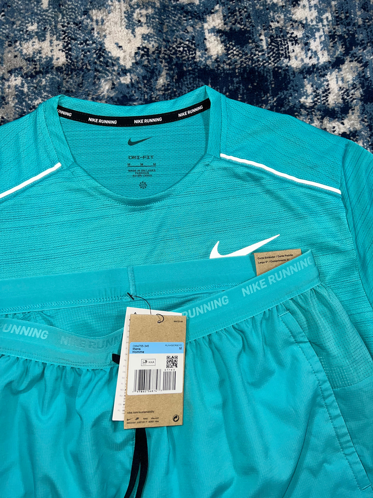 Nike Miler Dri-FIT T-Shirt & Flex Stride Shorts Running Set Dusty Cactus Blue – Men's Medium in Dusty Cactus Blue, men's…