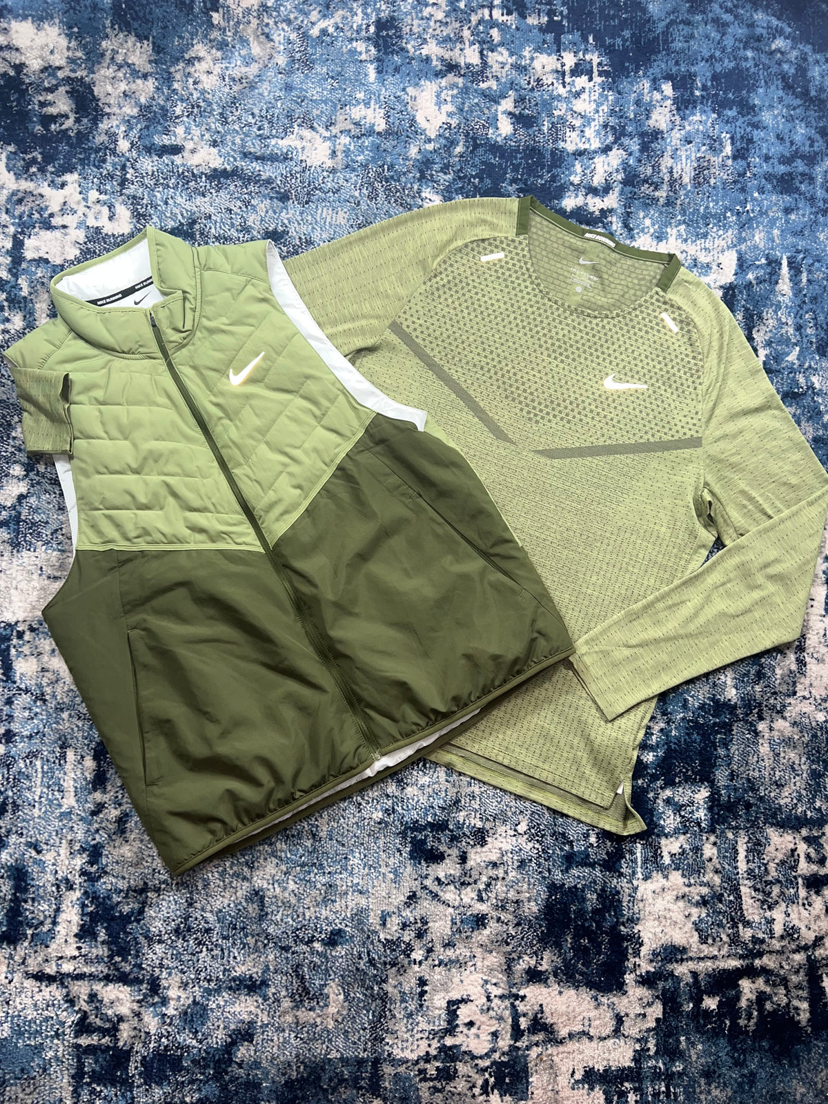 Nike TechKnit ADV Long Sleeve & Therma-FIT Gilet Set Khaki Green Men’s Large in Khaki Green, men's Large – front view