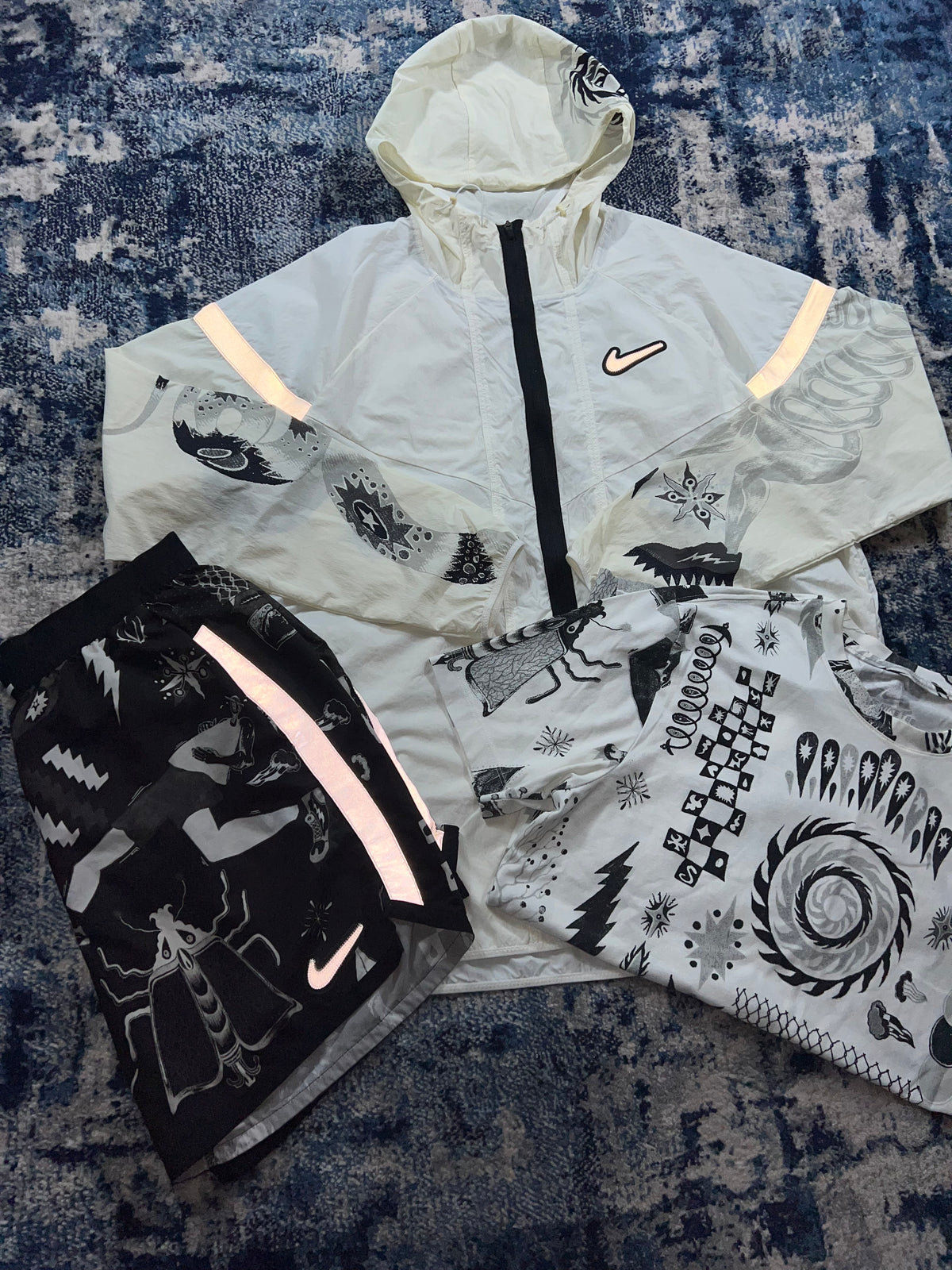 Nike Wild Run Dragon 3 Piece Windrunner Tracksuit Set White Black – White / Black in White / Black, men's Mixed Sizes –…