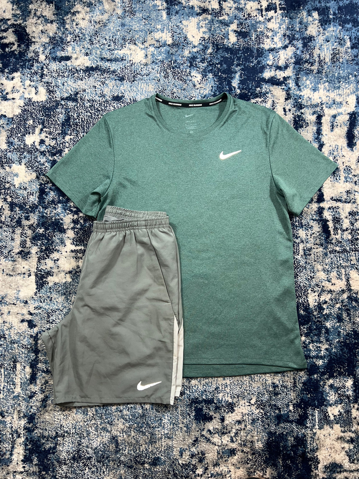 Nike Miler T-Shirt & Challenger 7” Shorts Running Gym Set Teal Green Grey Men’s Small – Teal Green / Grey in Teal Green /…