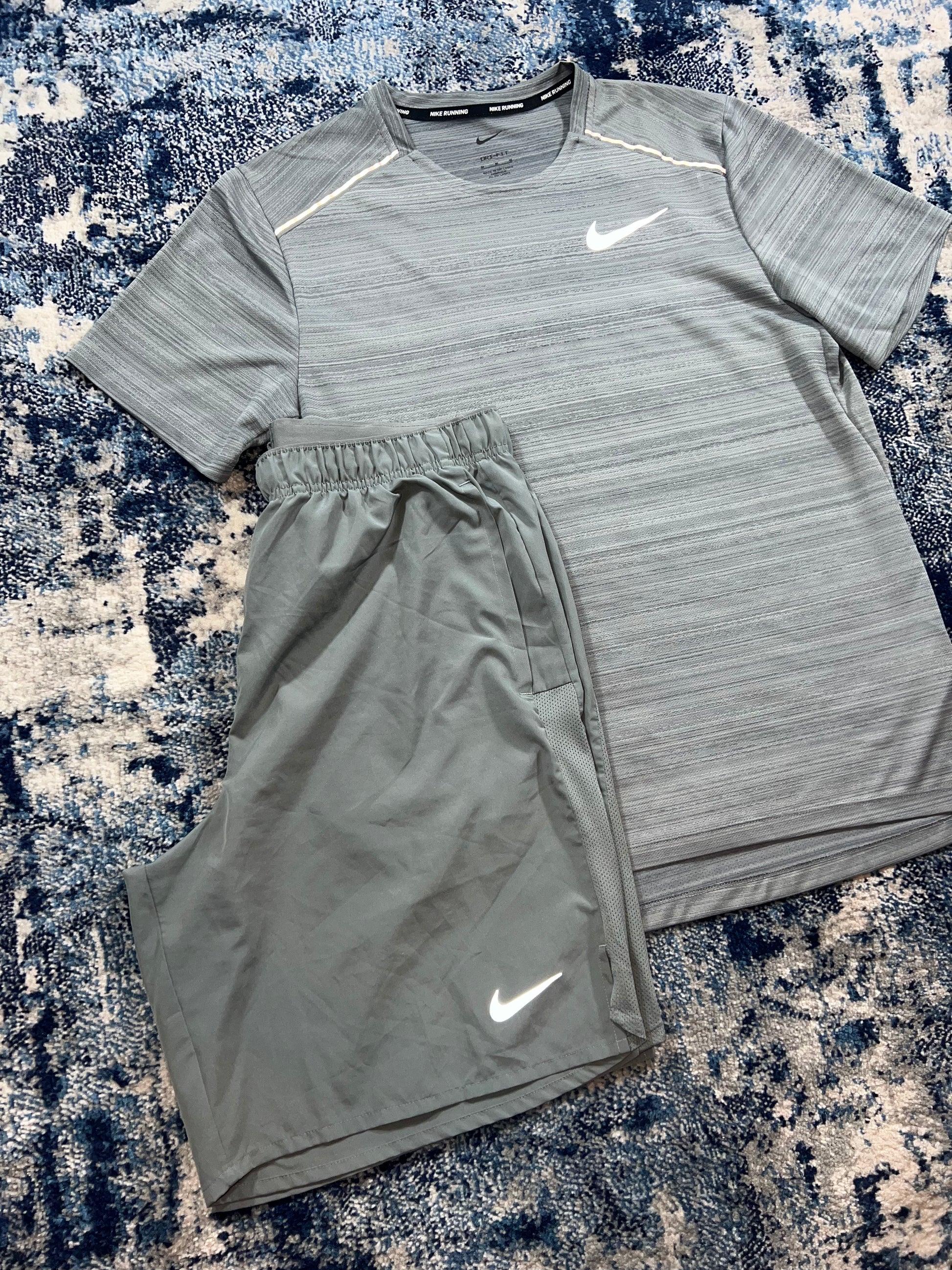 Nike Miler T-Shirt & Challenger 9” Shorts Running Gym Set Grey Men’s Medium in Grey, men's Medium – alternate view