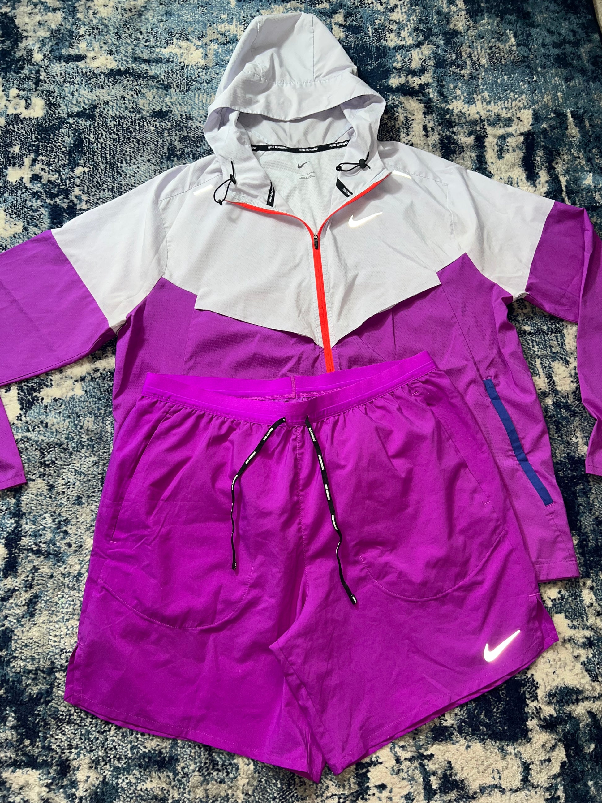 Nike Repel Miler Packable Windrunner & Flex Stride Shorts Running Set Purple Grape – Men's Large in Purple Grape, men's…