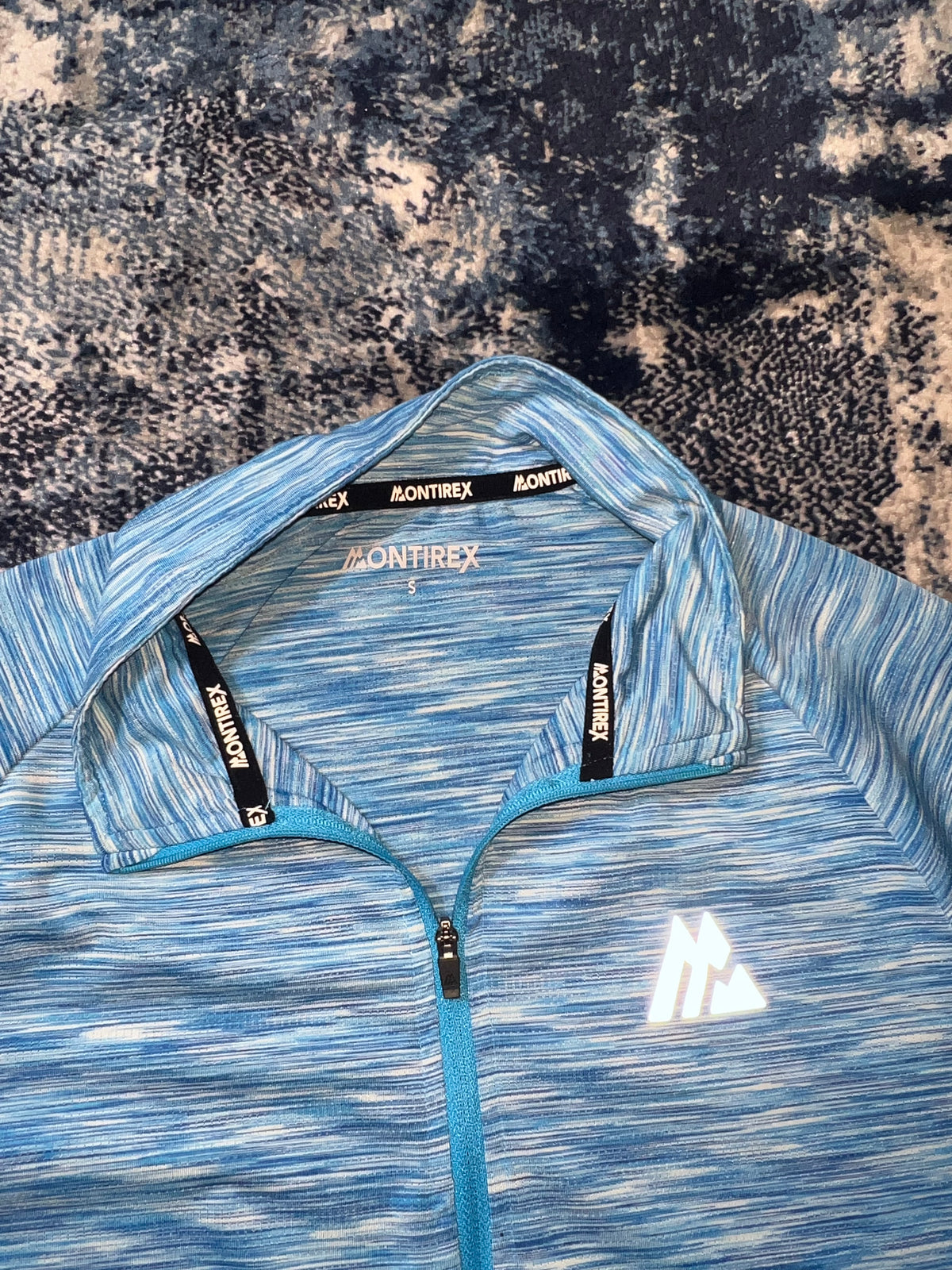 Montirex Active Reflective Lightweight 1/4 Zip Running Top Light Blue Men’s Small in Light Blue, men's Small – detail view