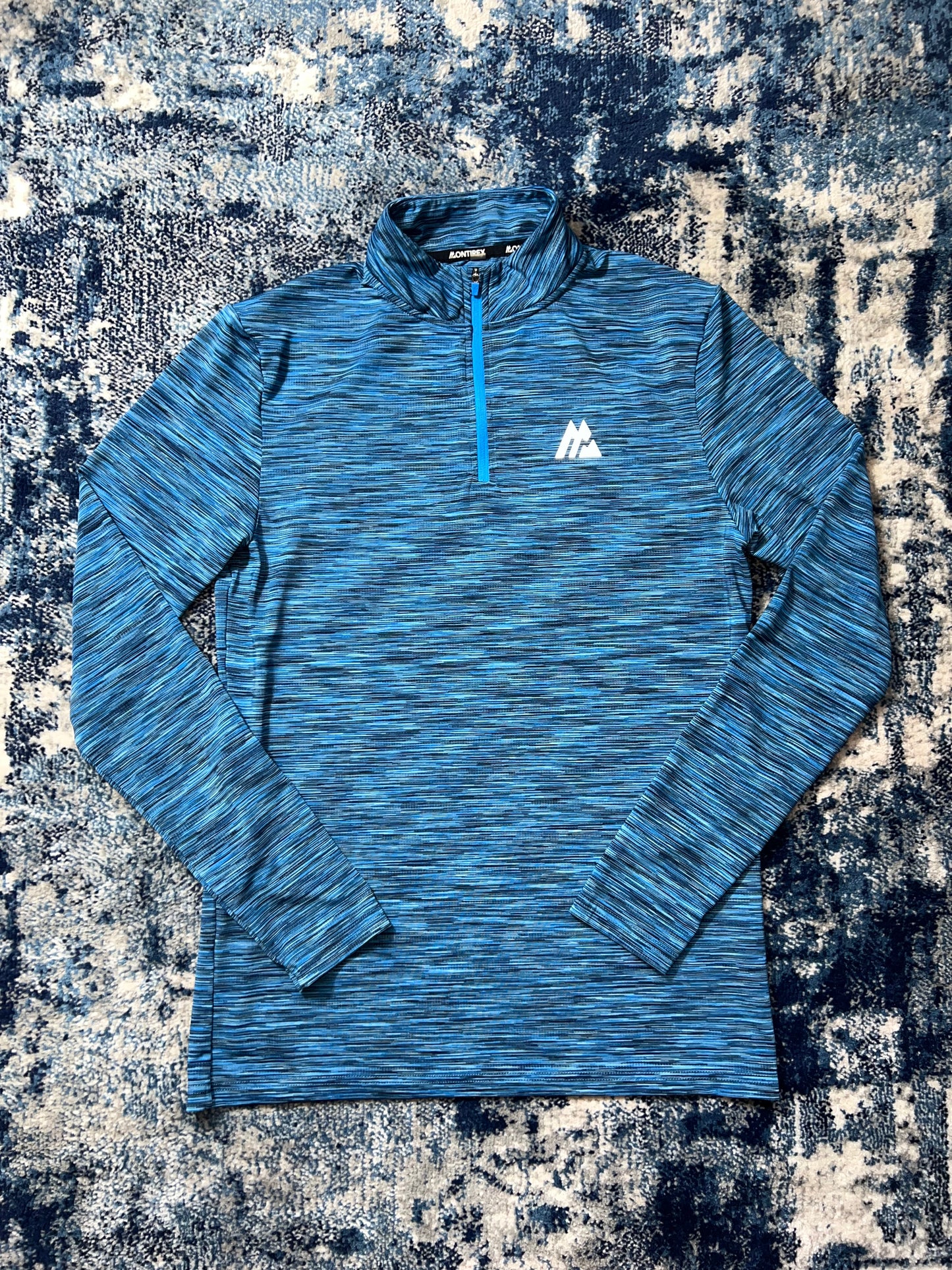 Montirex Active Reflective Lightweight 1/4 Zip Running Top Blue Men’s Small in Blue, men's Small – front view