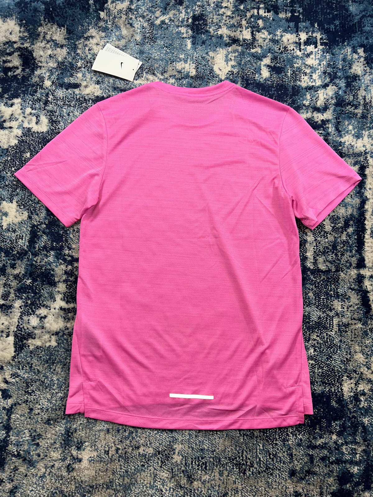 Nike Miler Dri-FIT Running T-Shirt – Playful Pink – Men's Small in Playful Pink, men's Small – detail view