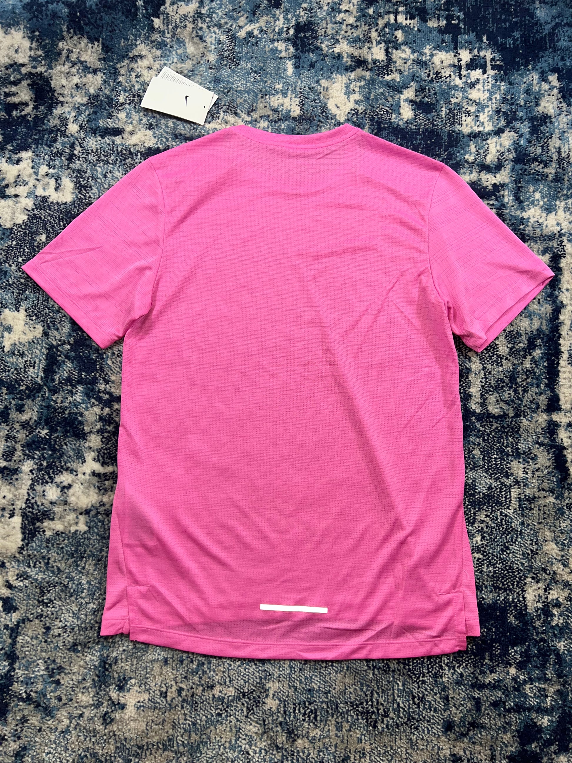 Nike Miler Dri-FIT Running T-Shirt – Playful Pink – Men's Small in Playful Pink, men's Small – detail view