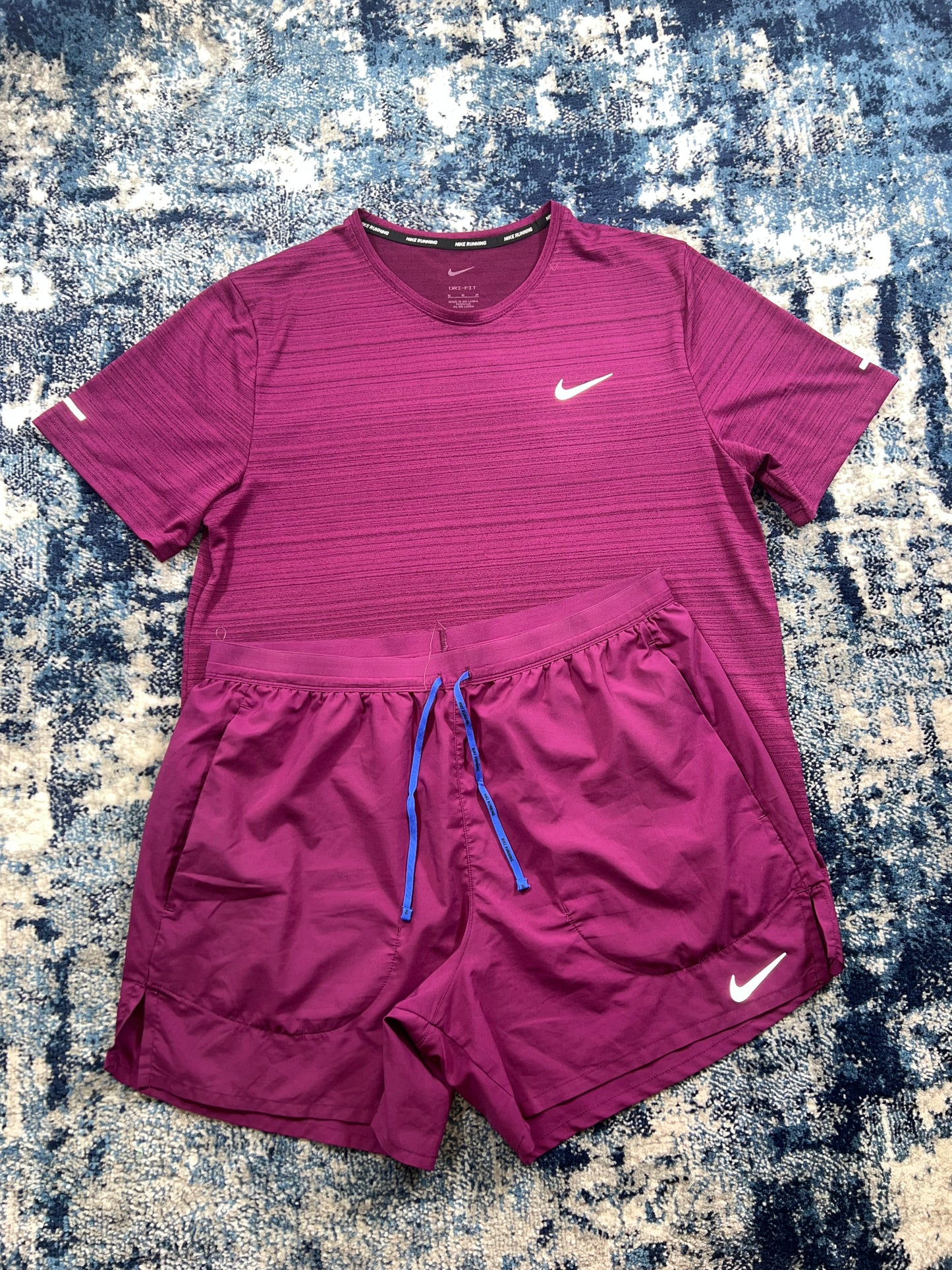Nike Miler T-Shirt & Flex Stride 5” Shorts Running Gym Set Sangria Purple Men’s M/L – Sangria Purple / Red in Sangria…