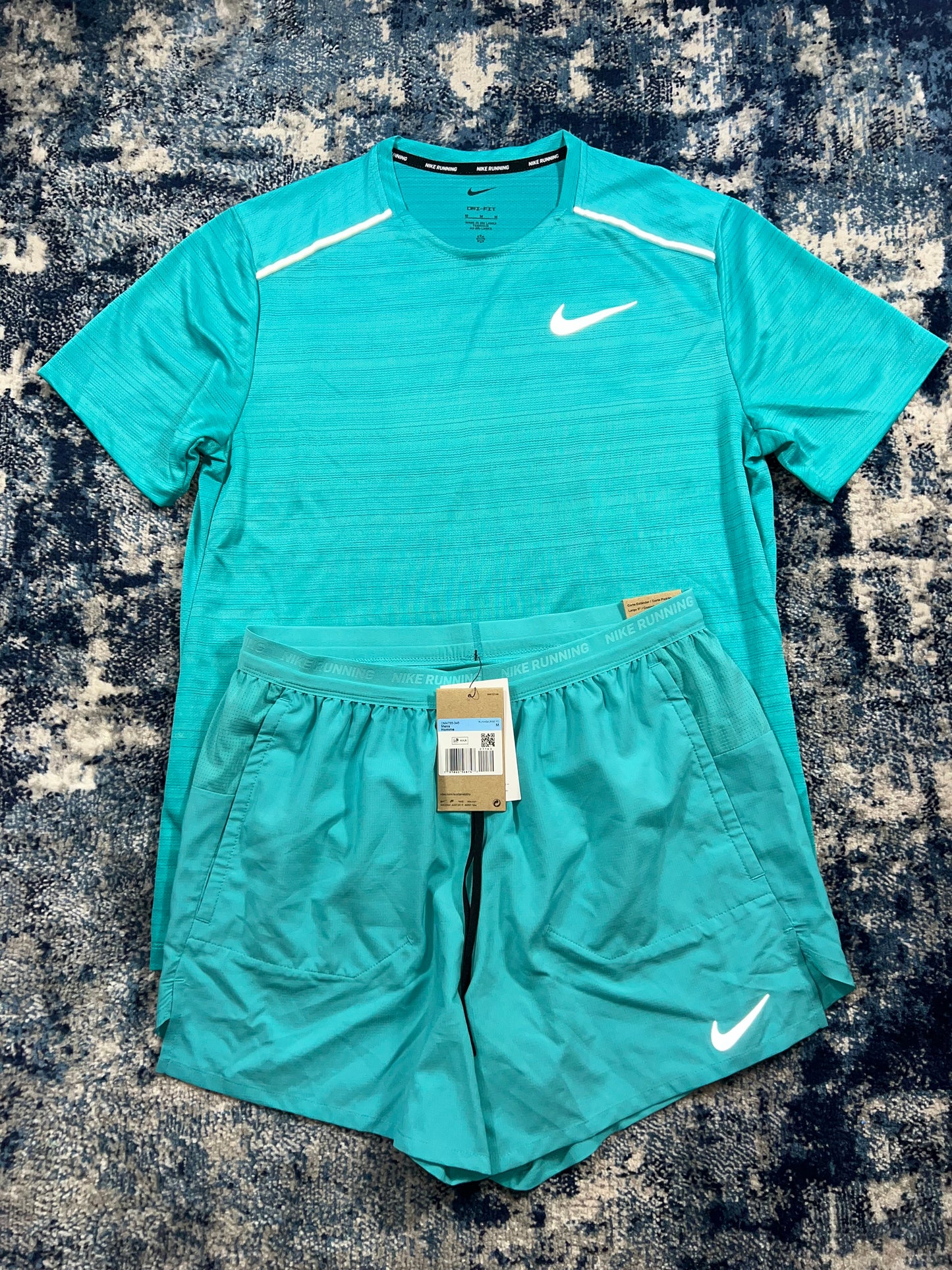 Nike Miler Dri-FIT T-Shirt & Flex Stride Shorts Running Set Dusty Cactus Blue – Men's Medium in Dusty Cactus Blue, men's…