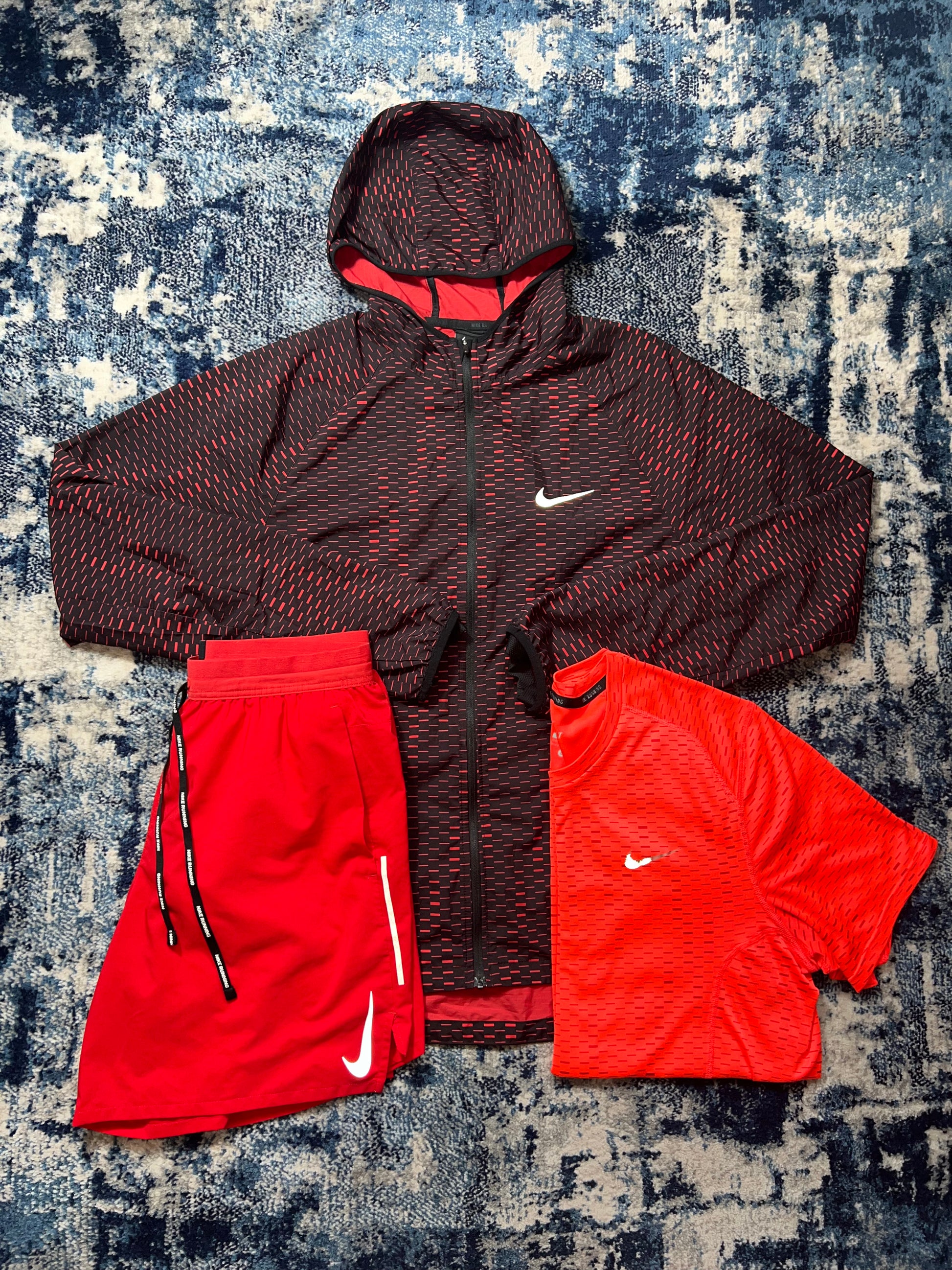 Nike Racer Fuse Digital Camo 3 Piece Tracksuit Running Set Red in Red, men's Mixed Sizes – front view