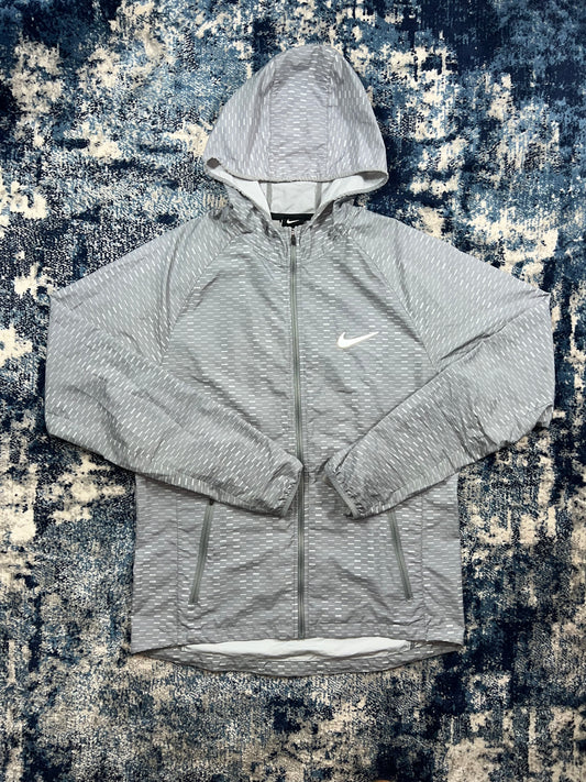 Nike Racer Fuse Digital Dash Windrunner Jacket Light Grey Men’s Small in Light Grey, men's Small – front view