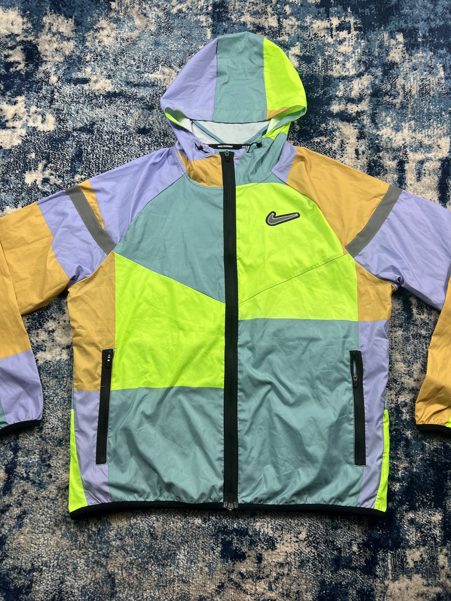 Nike Wild Run Patchwork Windrunner Jacket Neon Blue Men’s Large – Neon / Blue in Neon / Blue, men's Mixed Sizes – alternate…