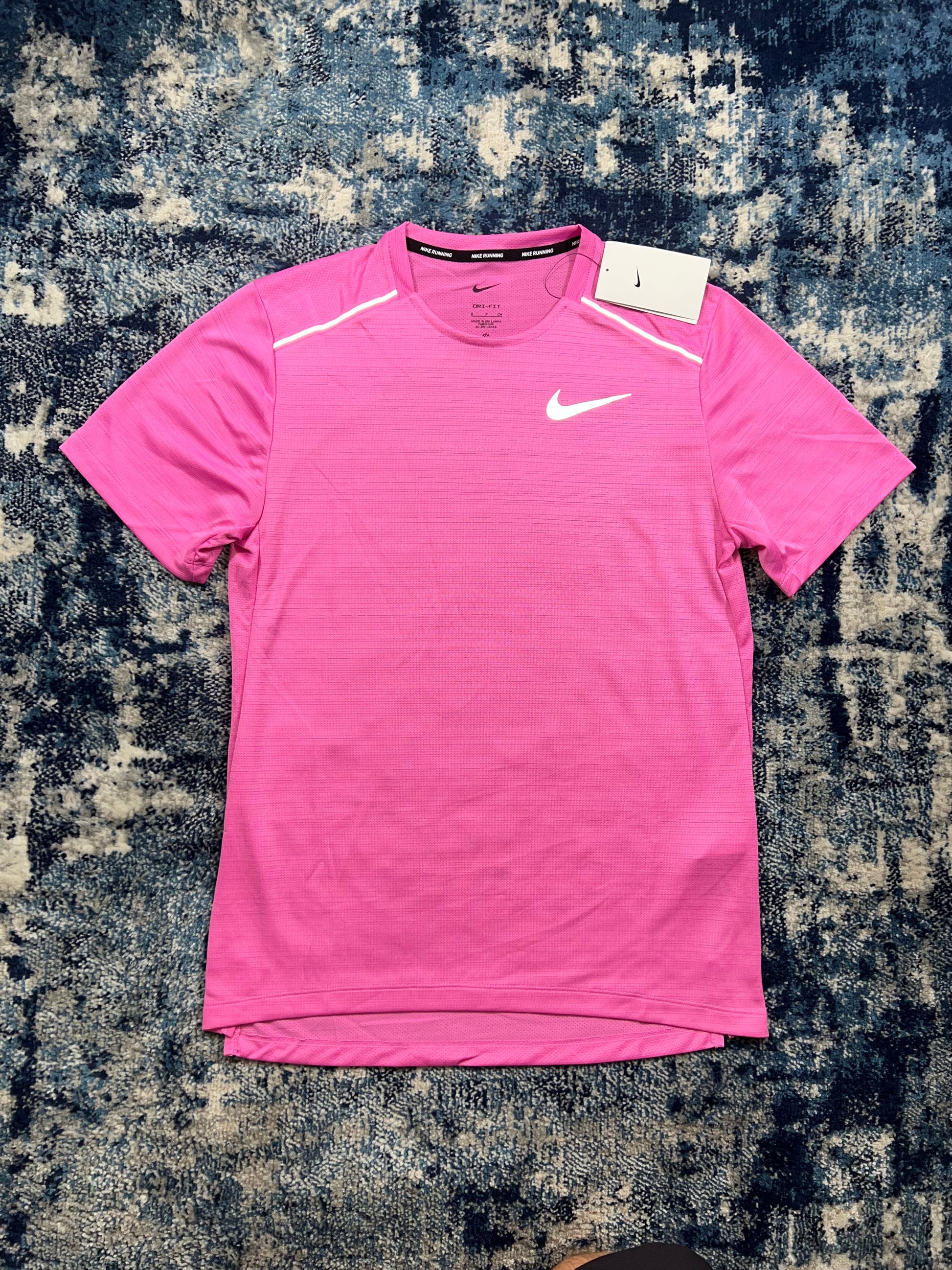 Nike Miler Dri-FIT Running T-Shirt – Playful Pink – Men's Small in Playful Pink, men's Small – front view