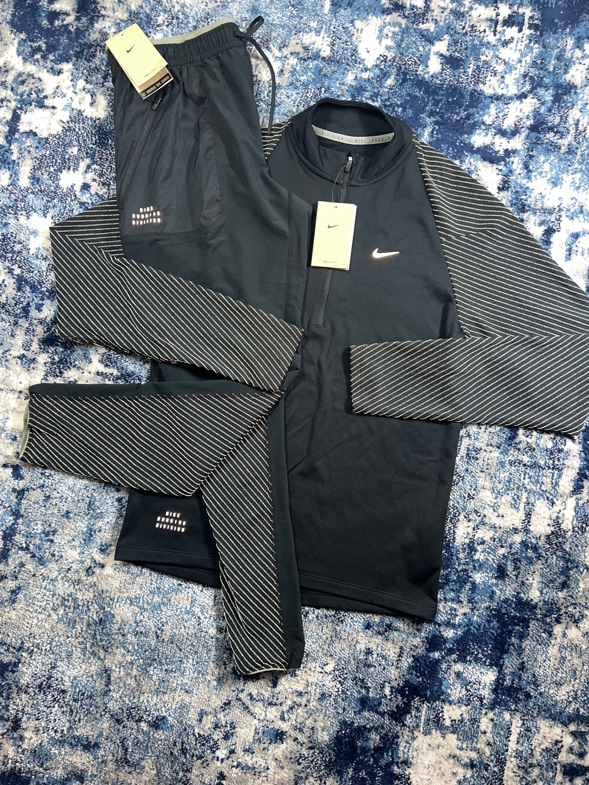 Nike Running Division Reflective 1/4 Zip & Bottoms Tracksuit Set Black in Black, men's Mixed Sizes – alternate view