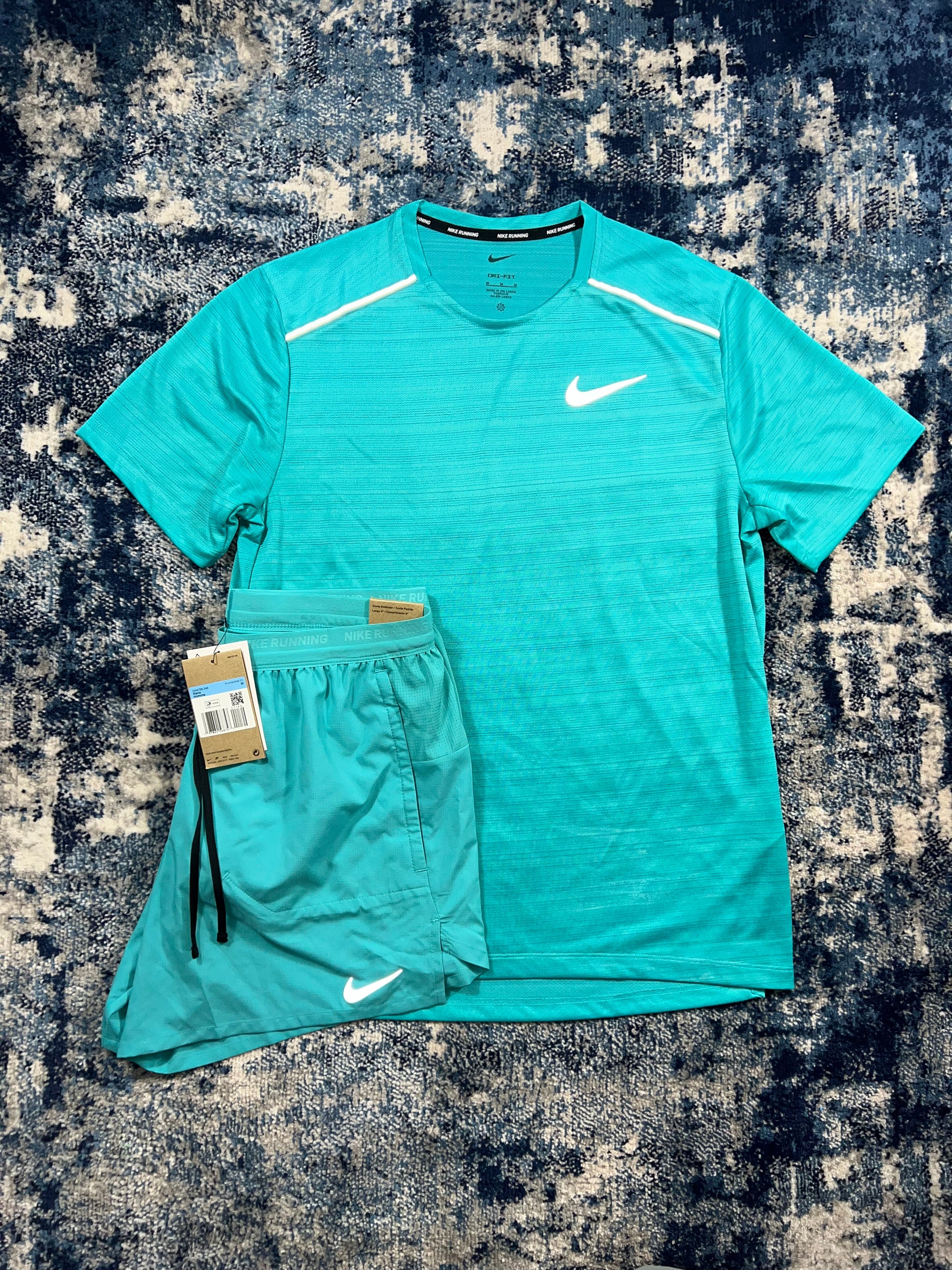 Nike Miler Dri-FIT T-Shirt & Flex Stride Shorts Running Set Dusty Cactus Blue – Men's Medium in Dusty Cactus Blue, men's…