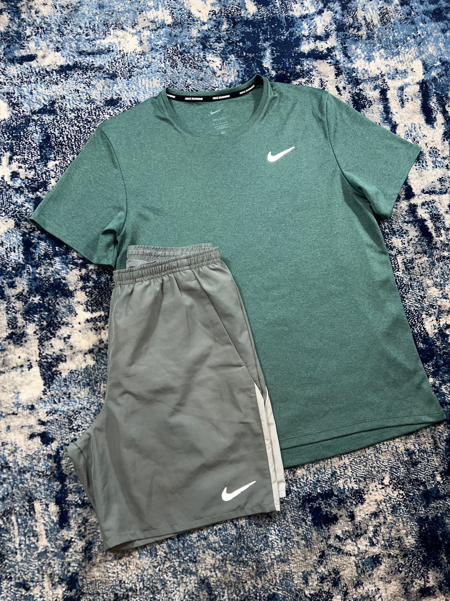 Nike Miler T-Shirt & Challenger 7” Shorts Running Gym Set Teal Green Grey Men’s Small – Teal Green / Grey in Teal Green /…