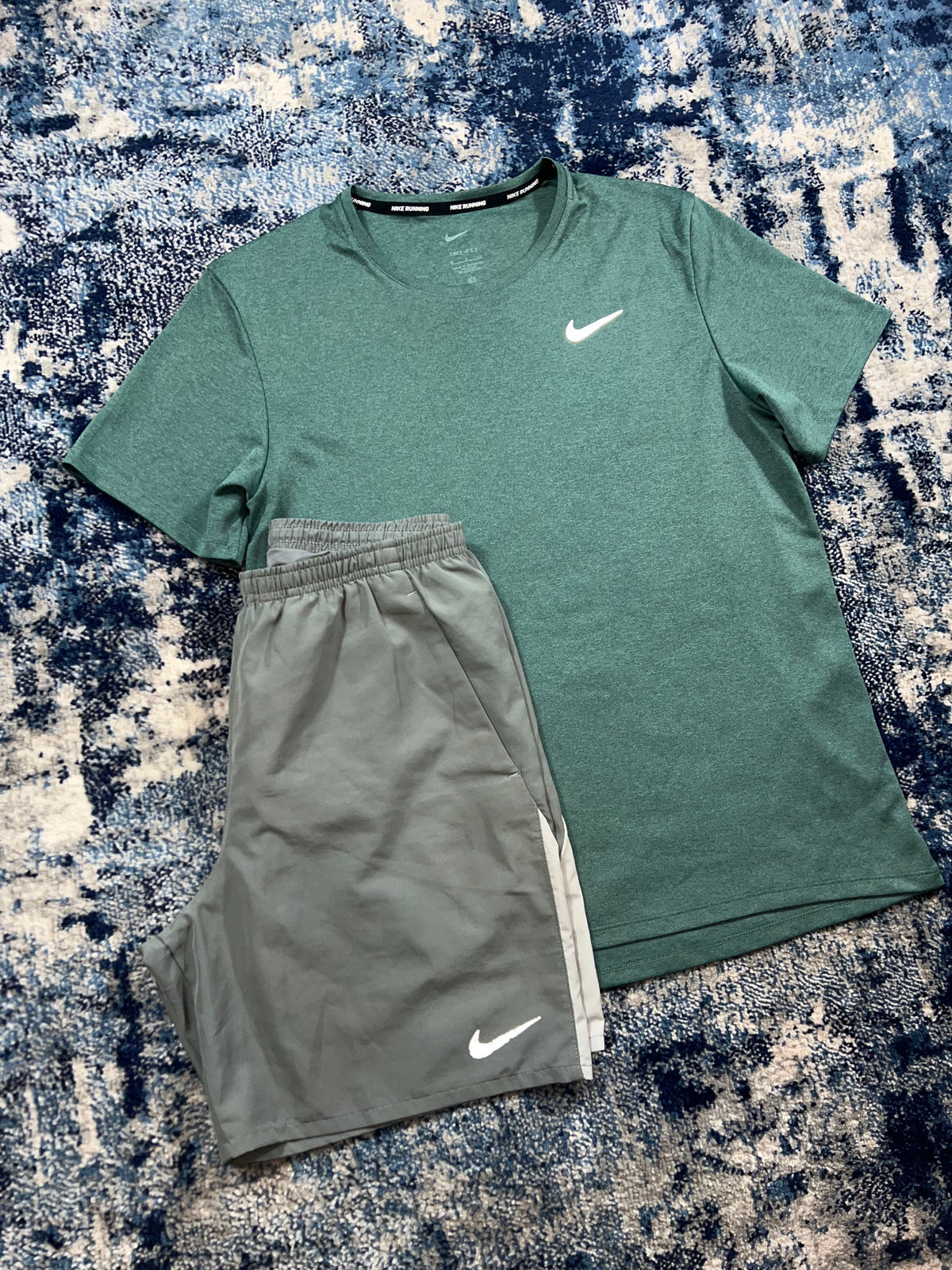 Nike Miler T-Shirt & Challenger 7” Shorts Running Gym Set Teal Green Grey Men’s Small – Teal Green / Grey in Teal Green /…