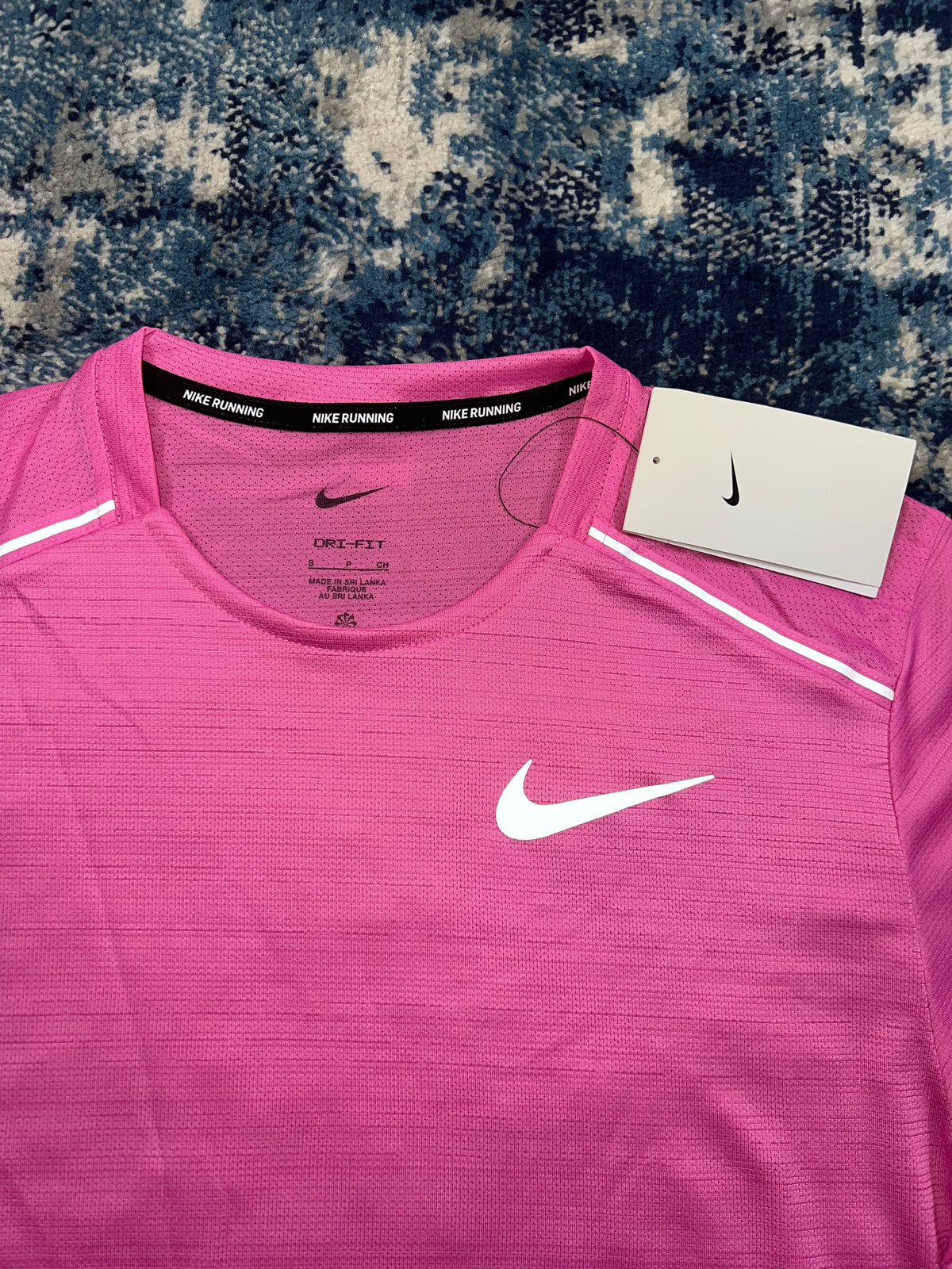 Nike Miler Dri-FIT Running T-Shirt – Playful Pink – Men's Small in Playful Pink, men's Small – detail view