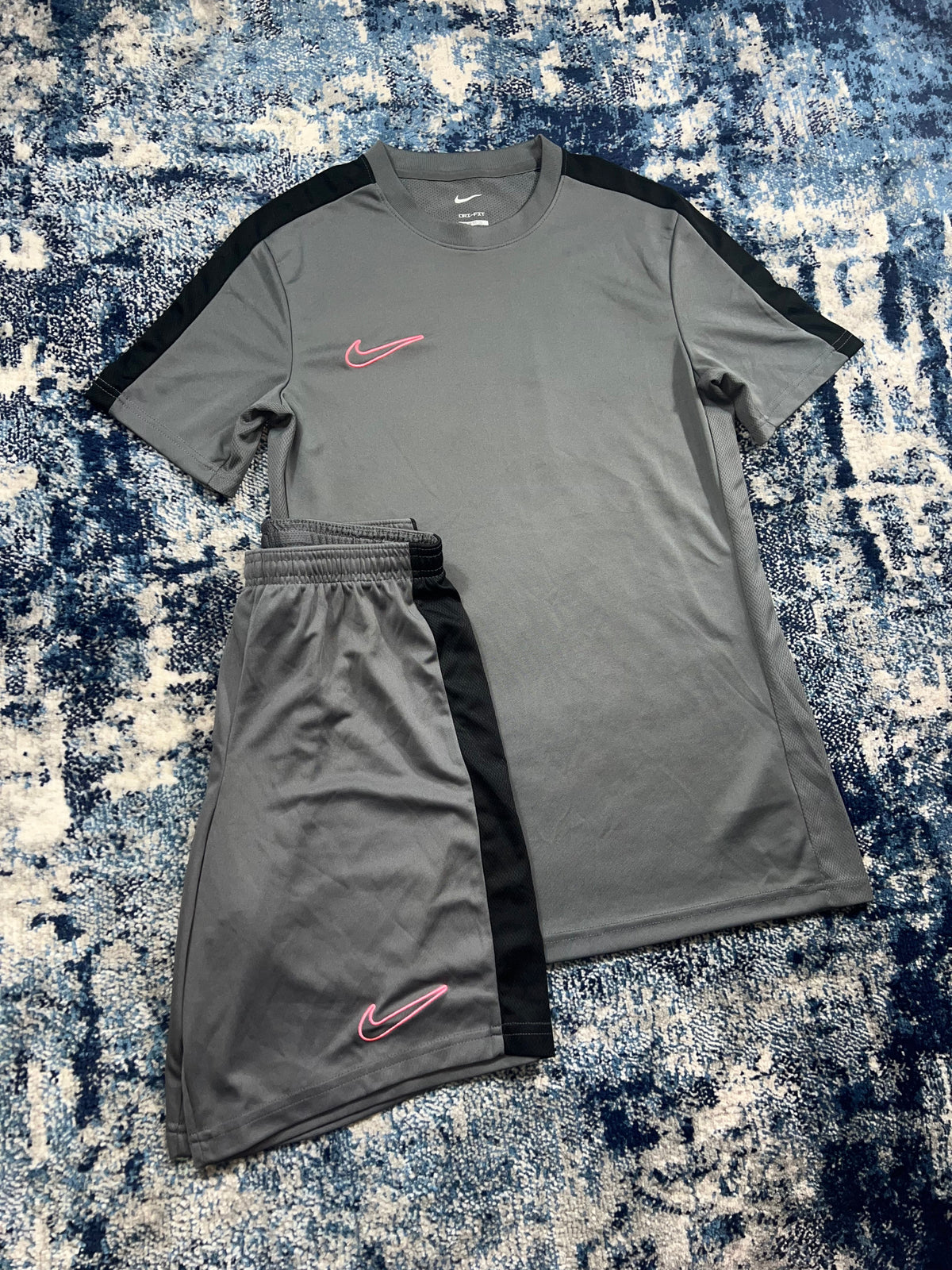Nike Dri-FIT Academy T-Shirt & Shorts Training Set Grey Pink Men’s Small – Grey / Pink in Grey / Pink, men's Small –…
