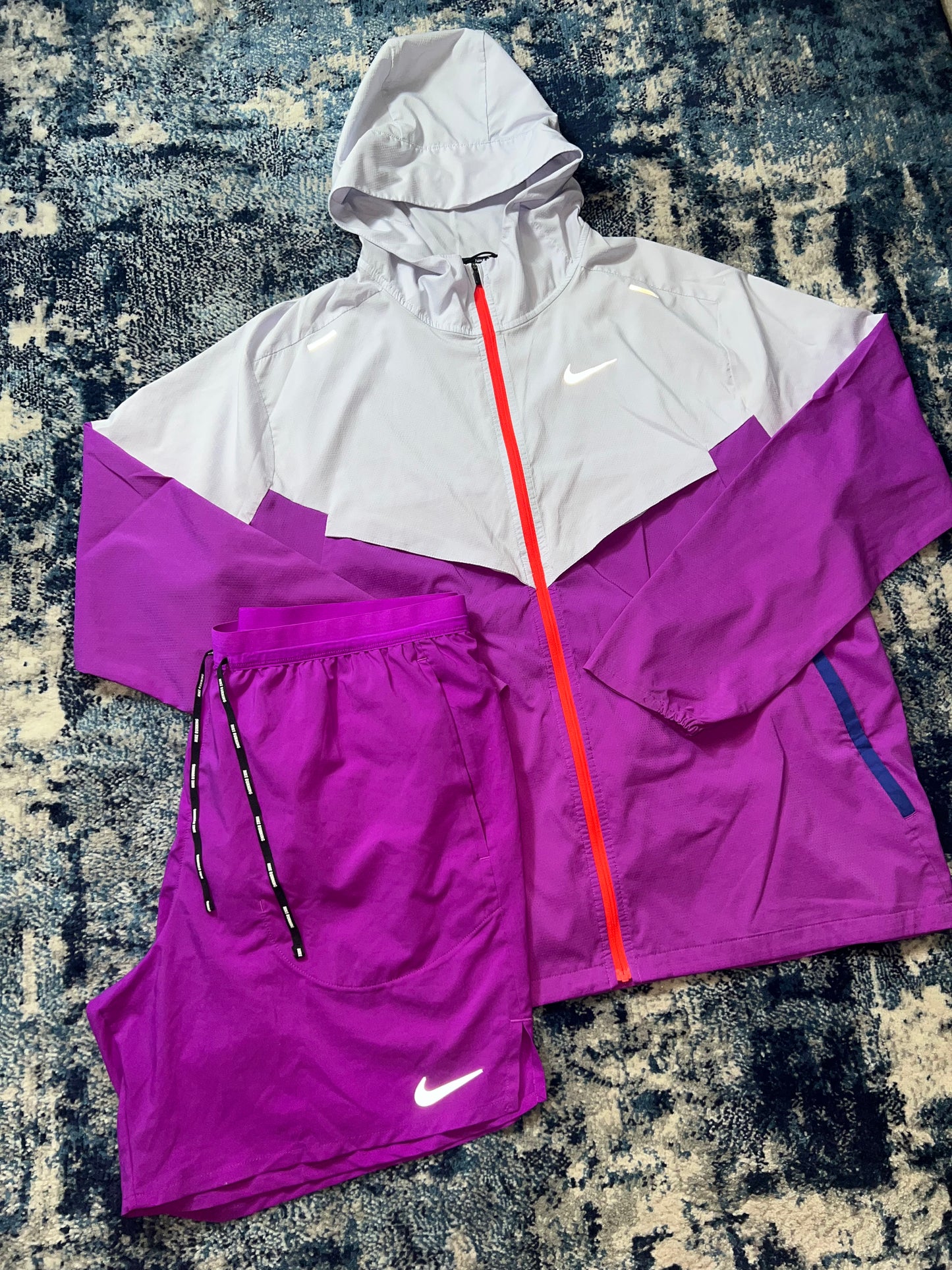 Nike Repel Miler Packable Windrunner & Flex Stride Shorts Running Set Purple Grape – Men's Large in Purple Grape, men's…