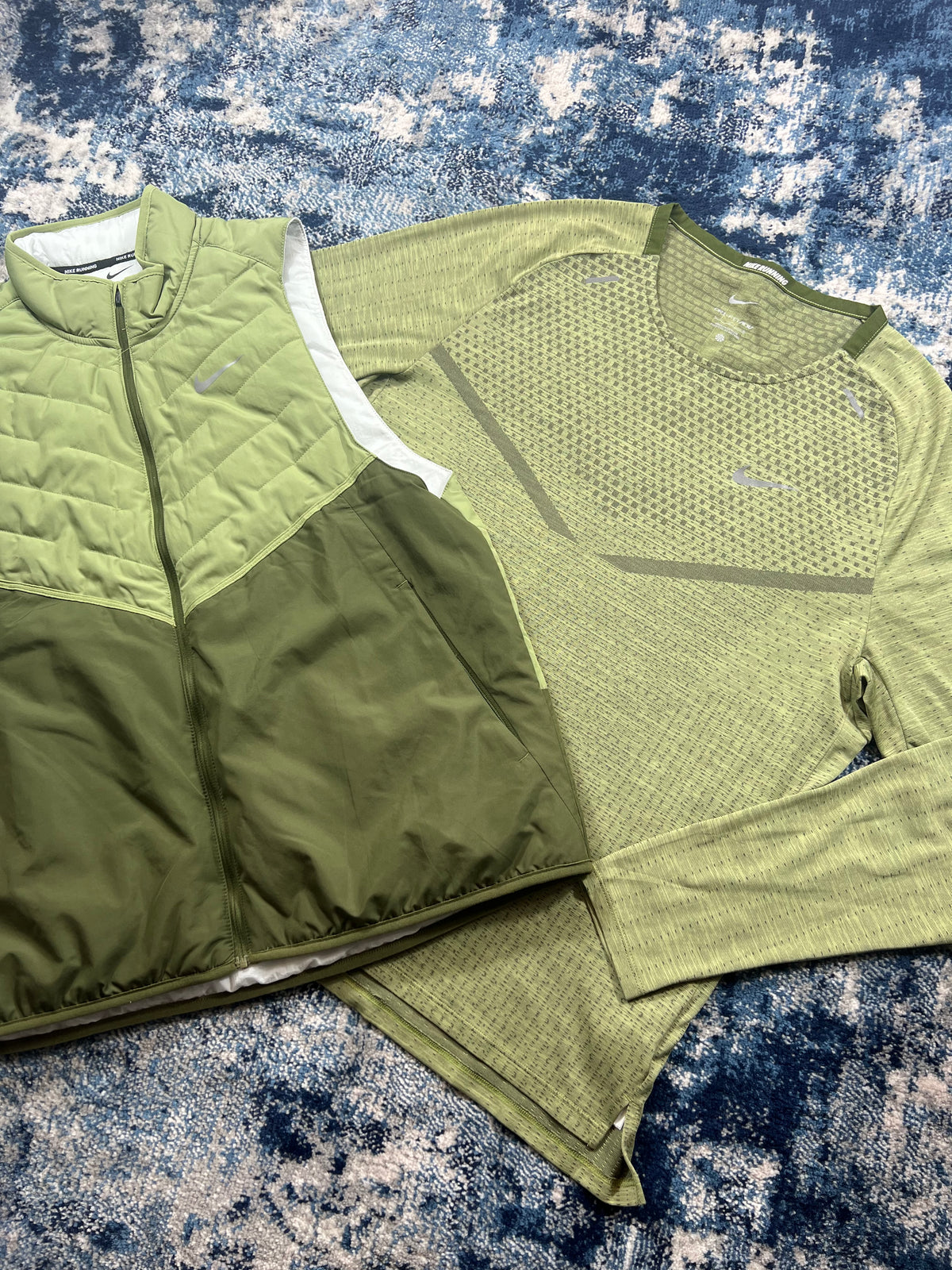 Nike TechKnit ADV Long Sleeve & Therma-FIT Gilet Set Khaki Green Men’s Large in Khaki Green, men's Large – alternate view