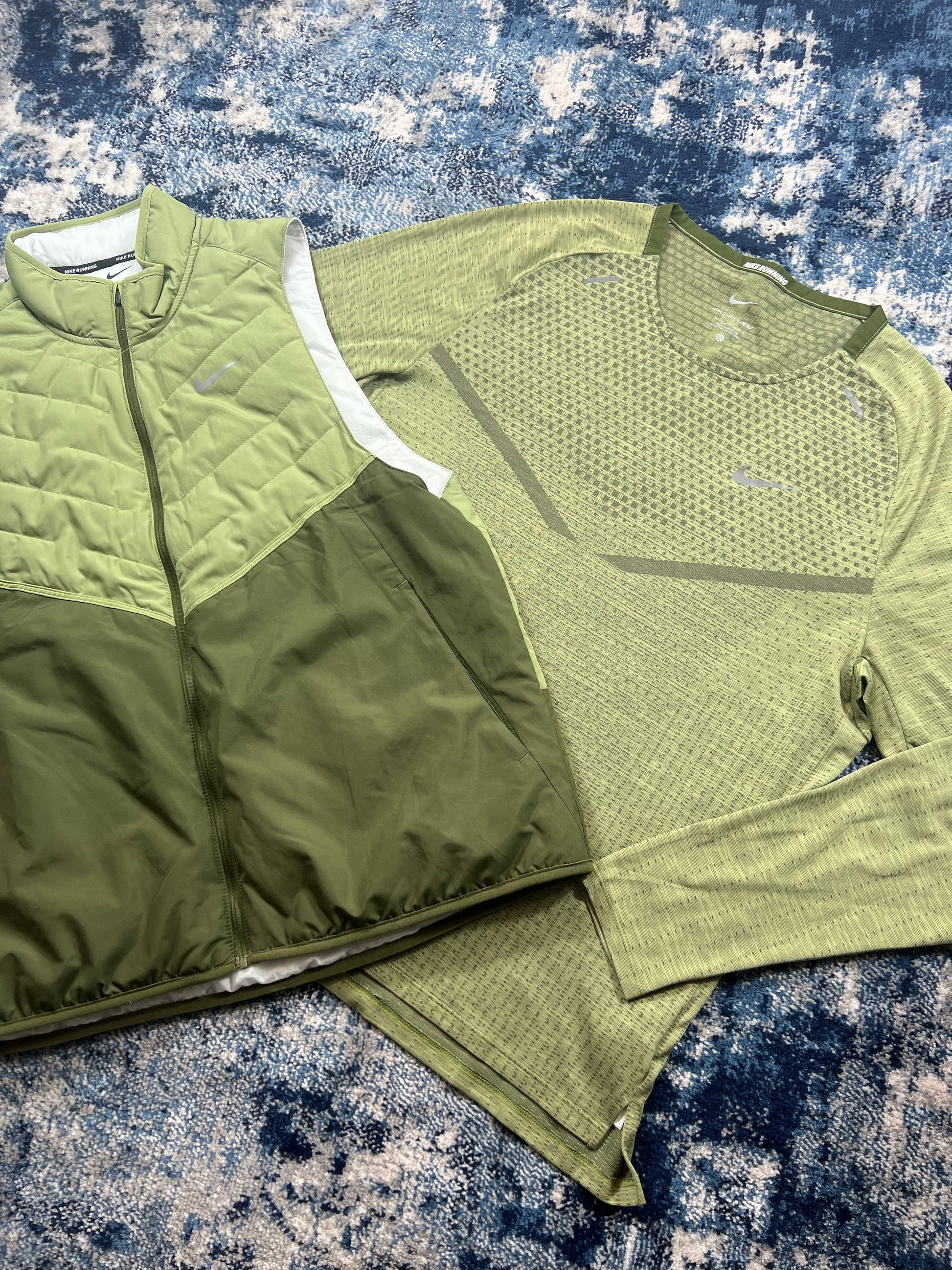 Nike TechKnit ADV Long Sleeve & Therma-FIT Gilet Set Khaki Green Men’s Large in Khaki Green, men's Large – alternate view
