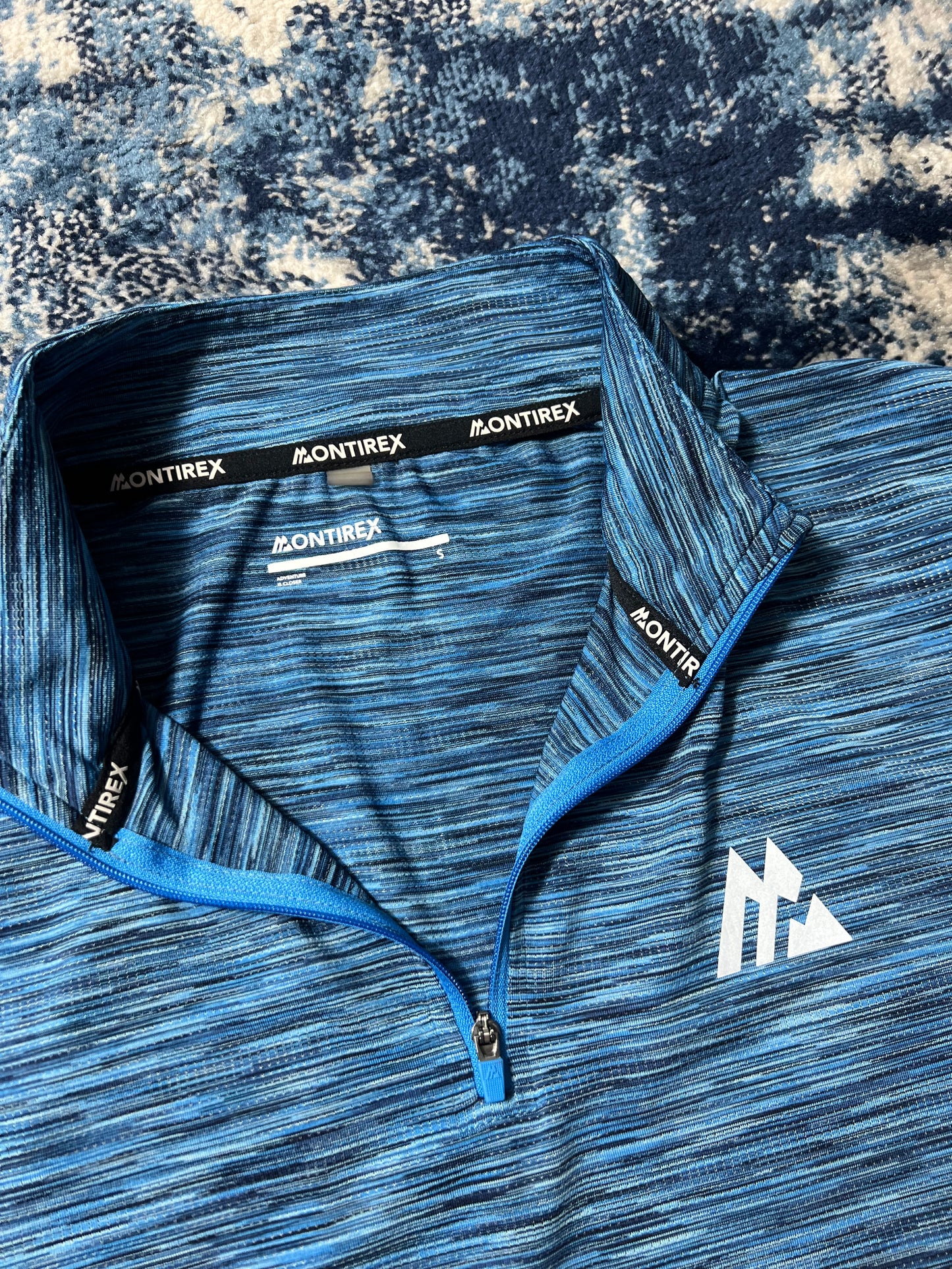 Montirex Active Reflective Lightweight 1/4 Zip Running Top Blue Men’s Small in Blue, men's Small – detail view