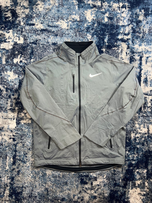 Nike Technical Shield Running Dri Fit Windrunner Jacket – Silver, Men's Extra Small in Silver, men's Extra Small – front view