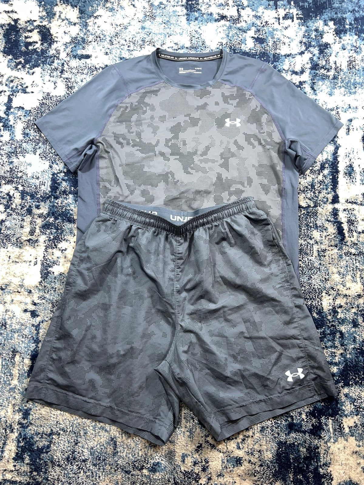 Under Armour T Shirt and Shorts Set – Blue Camo, Men's Medium in Blue Camo, men's Medium – alternate view