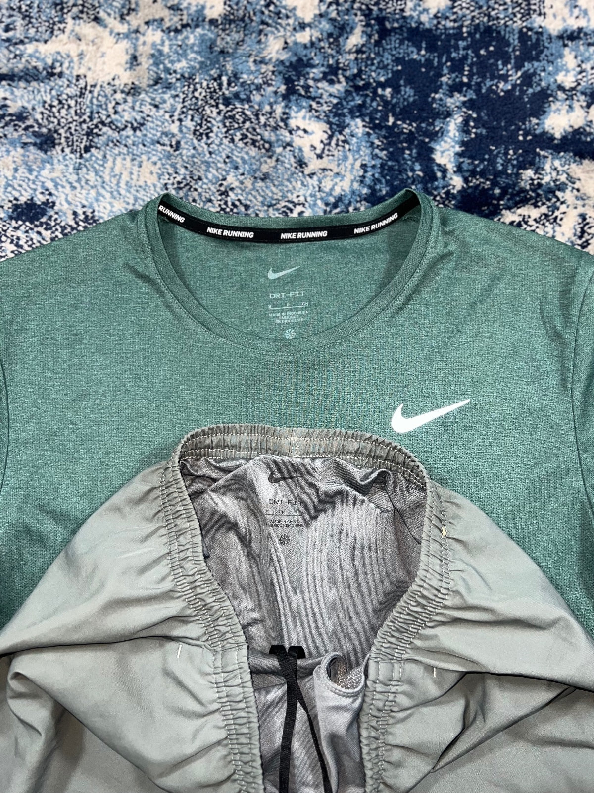 Nike Miler T Shirt / Challenger Shorts Running Gym Set – Teal Green / Grey, Men's Medium in Teal Green / Grey, men's Medium…