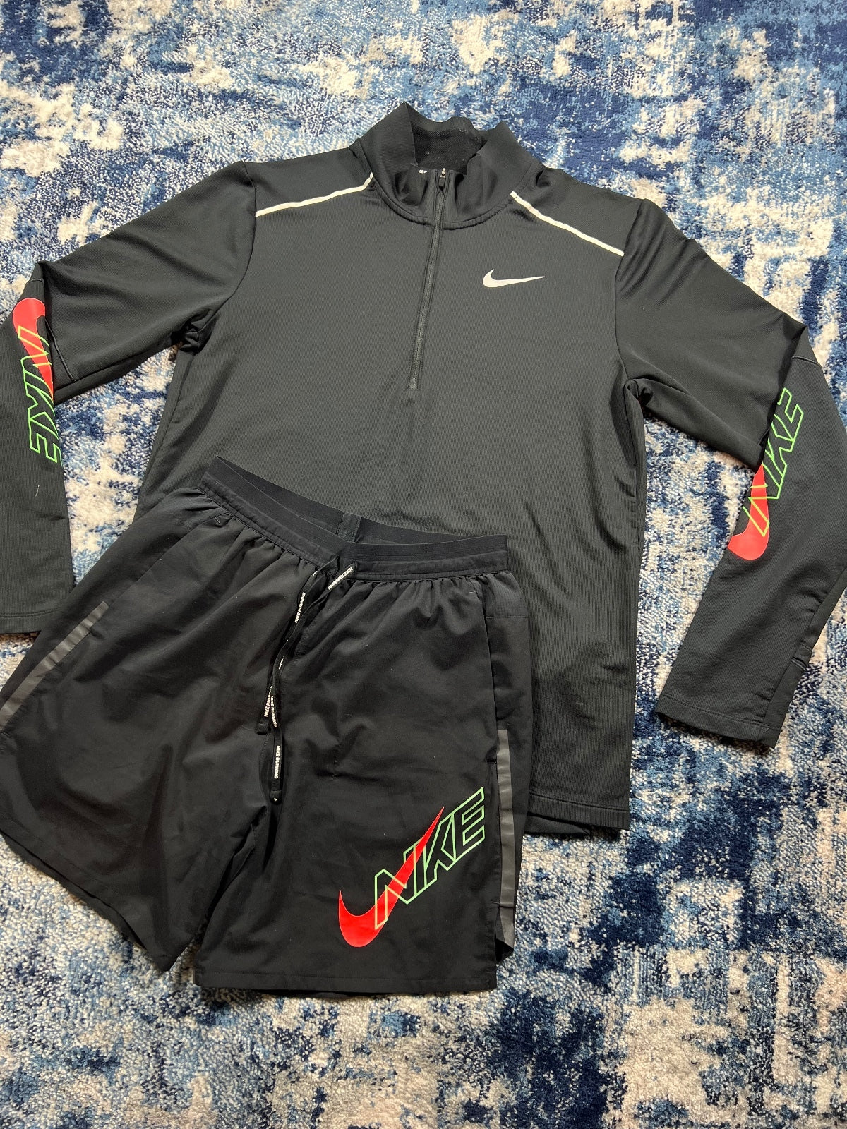 Nike Running Element 1/4 Zip / Flex Stride Shorts Tracksuit Gym Set – Black, Men's Small in Black, men's Small – alternate…