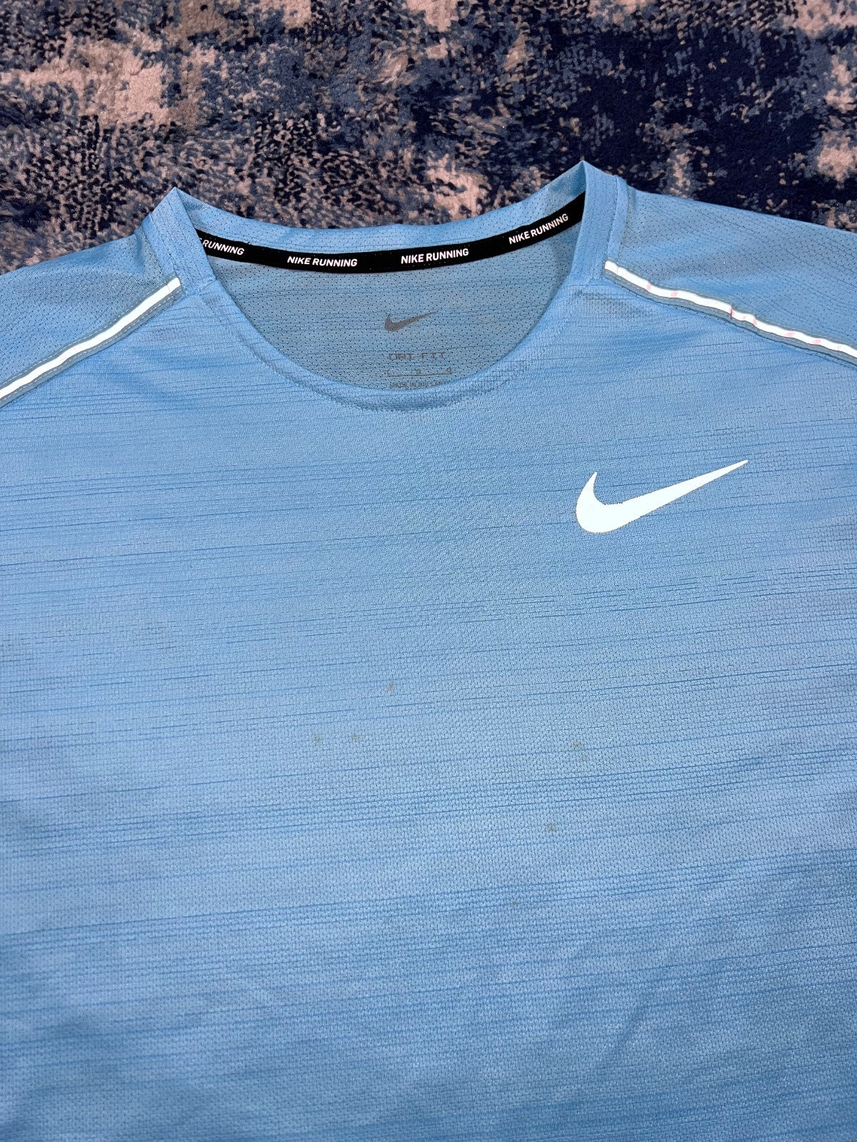 Nike Miler Dri Fit T Shirt – LightBlue, Men's Large in LightBlue, men's Large – detail view