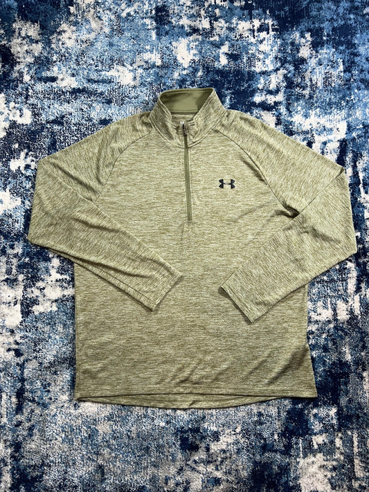 Under Armour Lightweight 1/4 Zip – Khaki, Men's Large in Khaki, men's Large – front view
