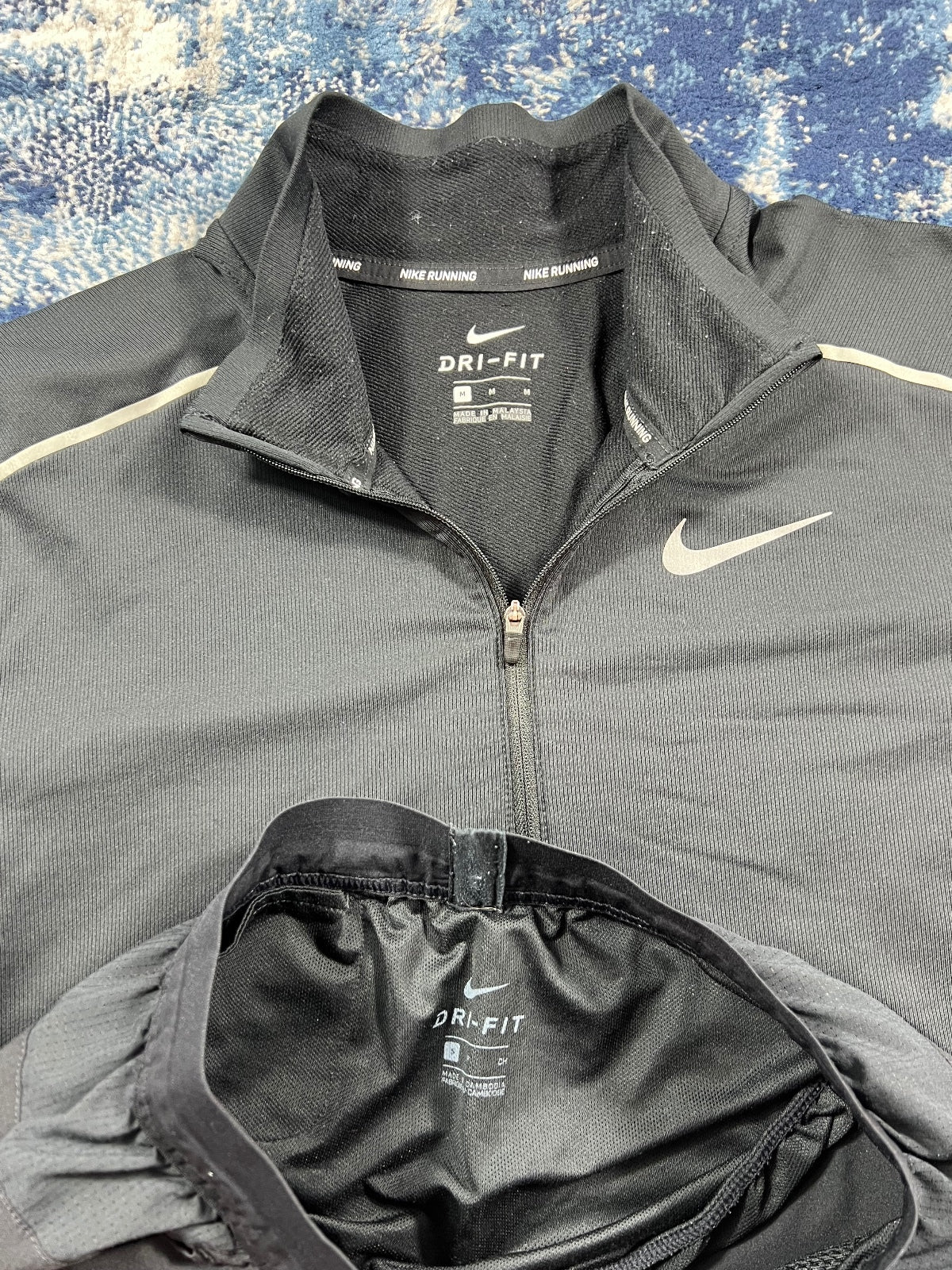 Nike Running Element 1/4 Zip / Flex Stride Shorts Tracksuit Gym Set – Black, Men's Small in Black, men's Small – detail view