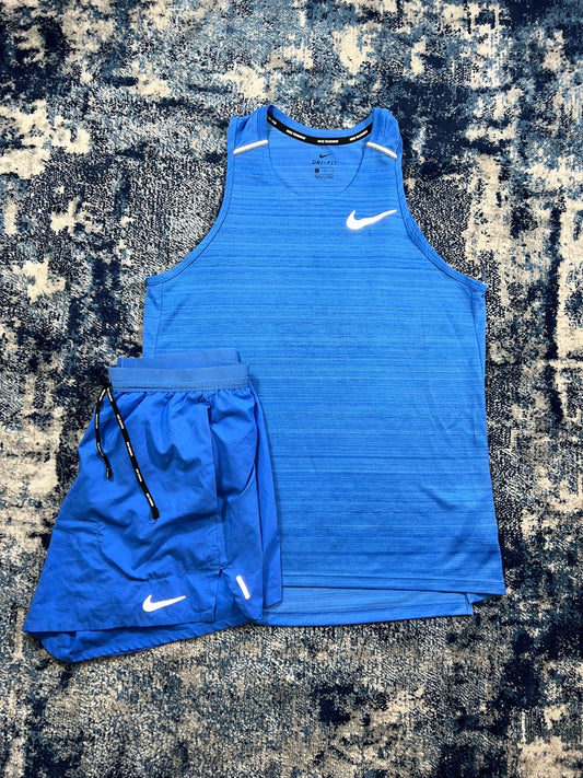 Nike Miler Running Vest / Flex Stride Shorts Running Gym Set – Blue, Men's Medium in Blue, men's Medium – front view
