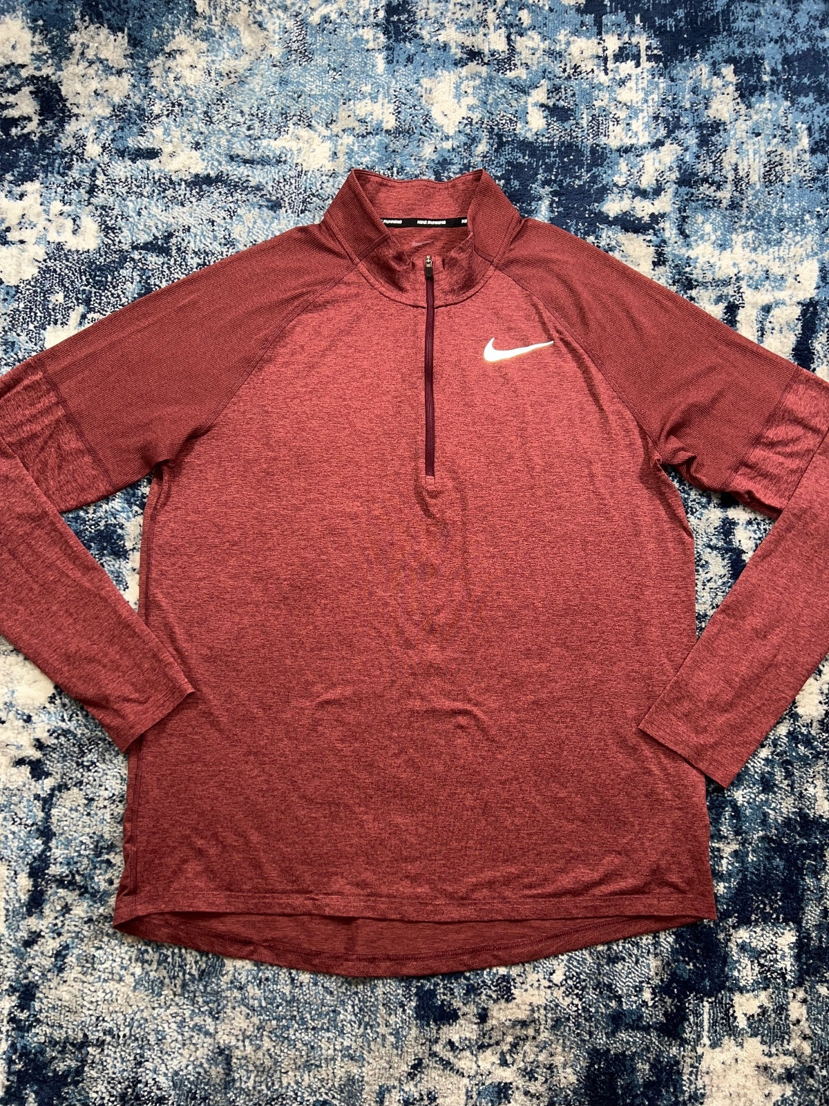 Nike Running Element 1/4 Zip – Burgundy, Men's Large in Burgundy, men's Large – detail view