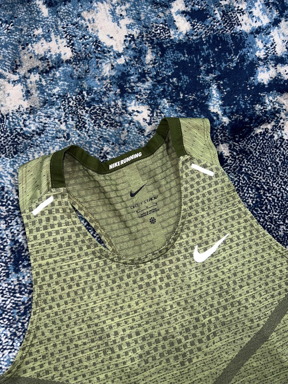 Nike Running Tech Knit ADV Vest Tank – Khaki, Men's Medium in Khaki, men's Medium – detail view