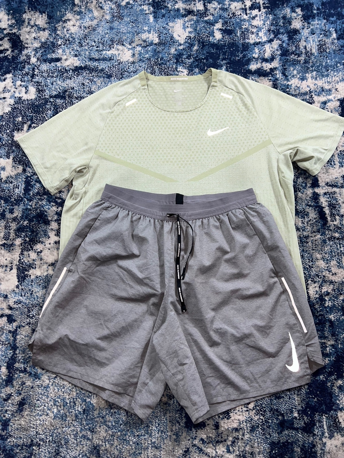 Nike Tech Knit ADV Miler T Shirt / Flex Stride Shorts Set – Gray, Men's Large in Gray, men's Large – detail view