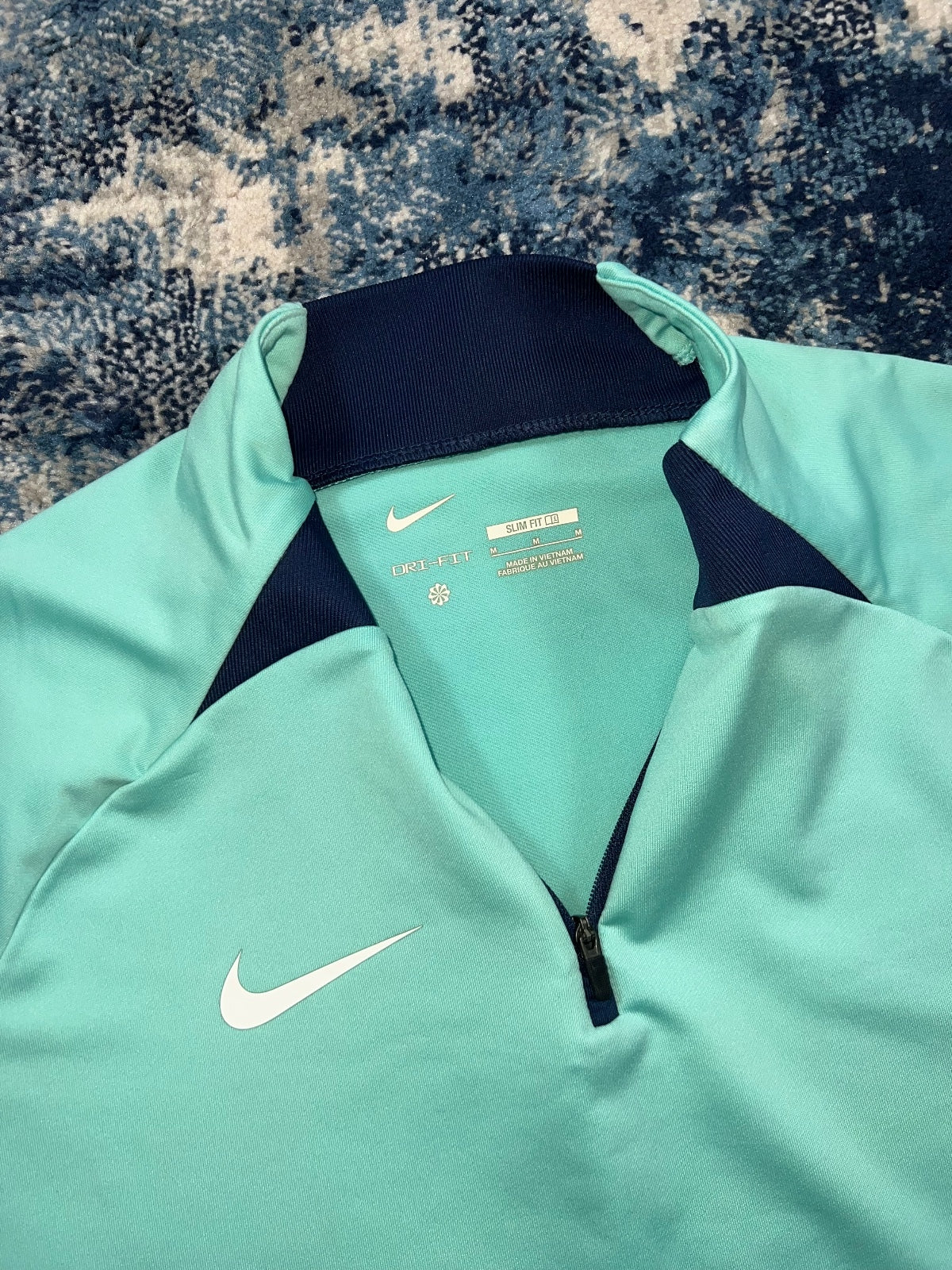 Nike Strike Academy Dri Fit 1/4 Zip Drill Top – Mint Green / Navy Blue, Men's Medium in Mint Green / Navy Blue, men's…