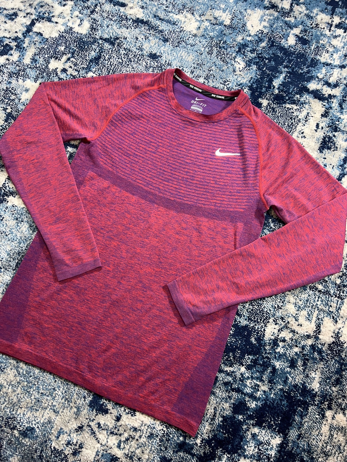 Nike Tech Knit Ultra Long Sleeved T Shirt – Red, Men's Small in Red, men's Small – detail view