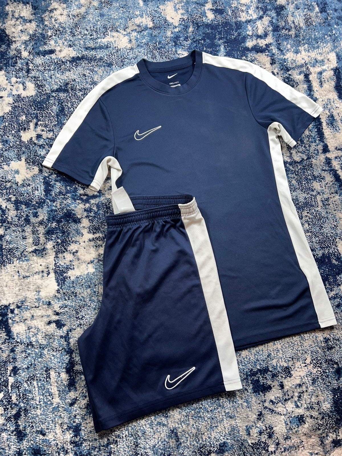 Nike Dri Fit Academy T Shirt and Shorts Set – Navy, Men's Small in Navy, men's Small – detail view