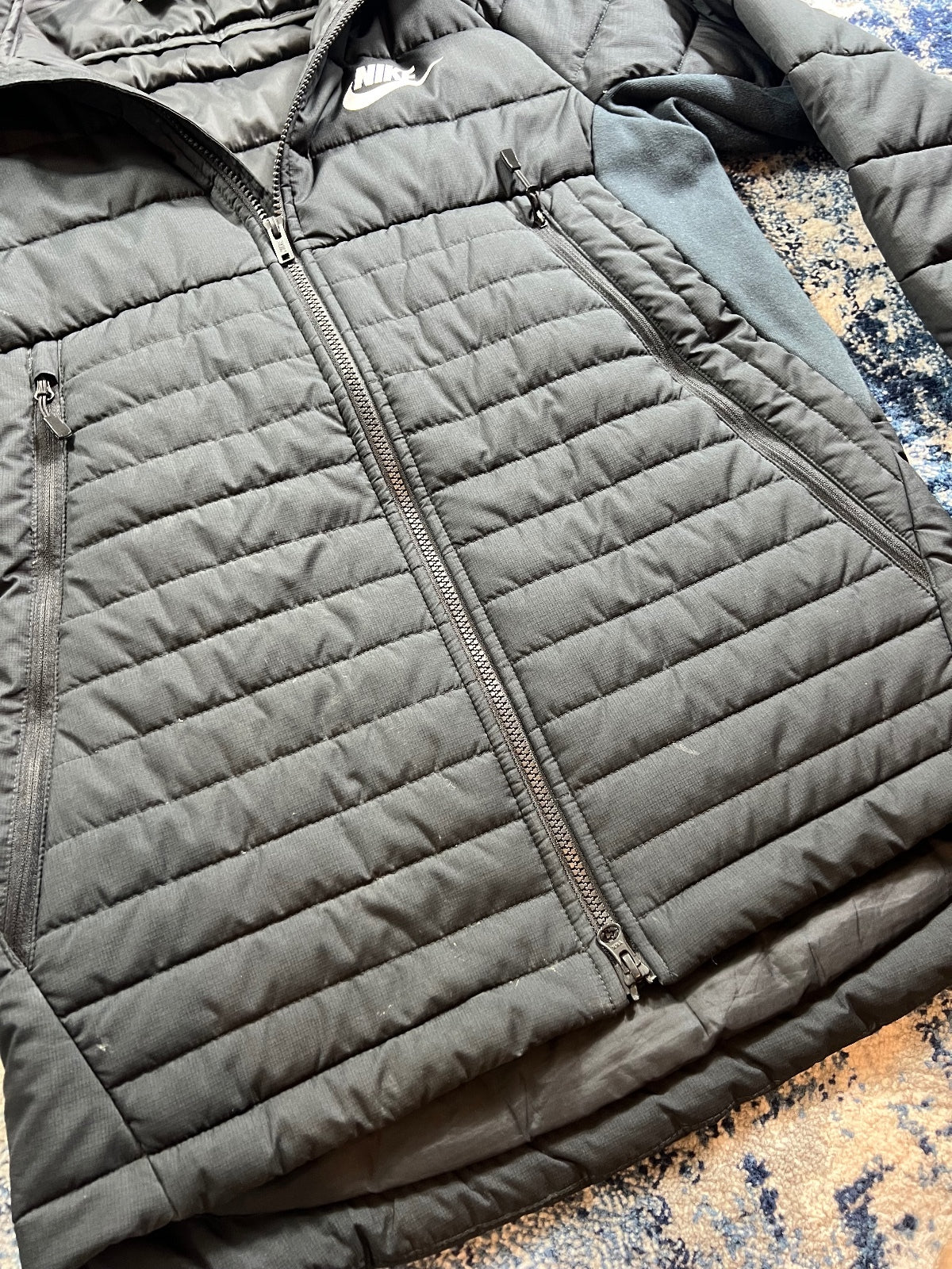 Nike Hybrid Puffer Coat Jacket – Black, Men's Medium in Black, men's Medium – detail view