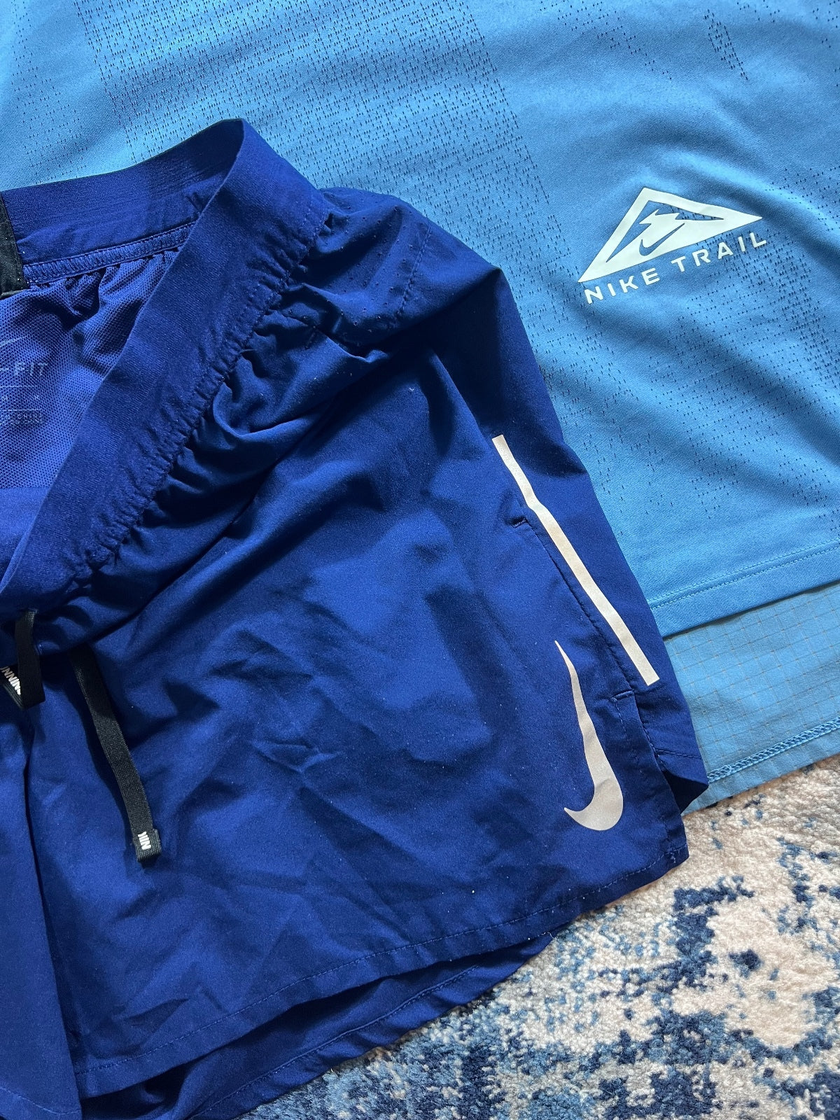 Nike Trail T Shirt / Flex Stride Shorts Bundle – Blue, Men's Medium in Blue, men's Medium – detail view